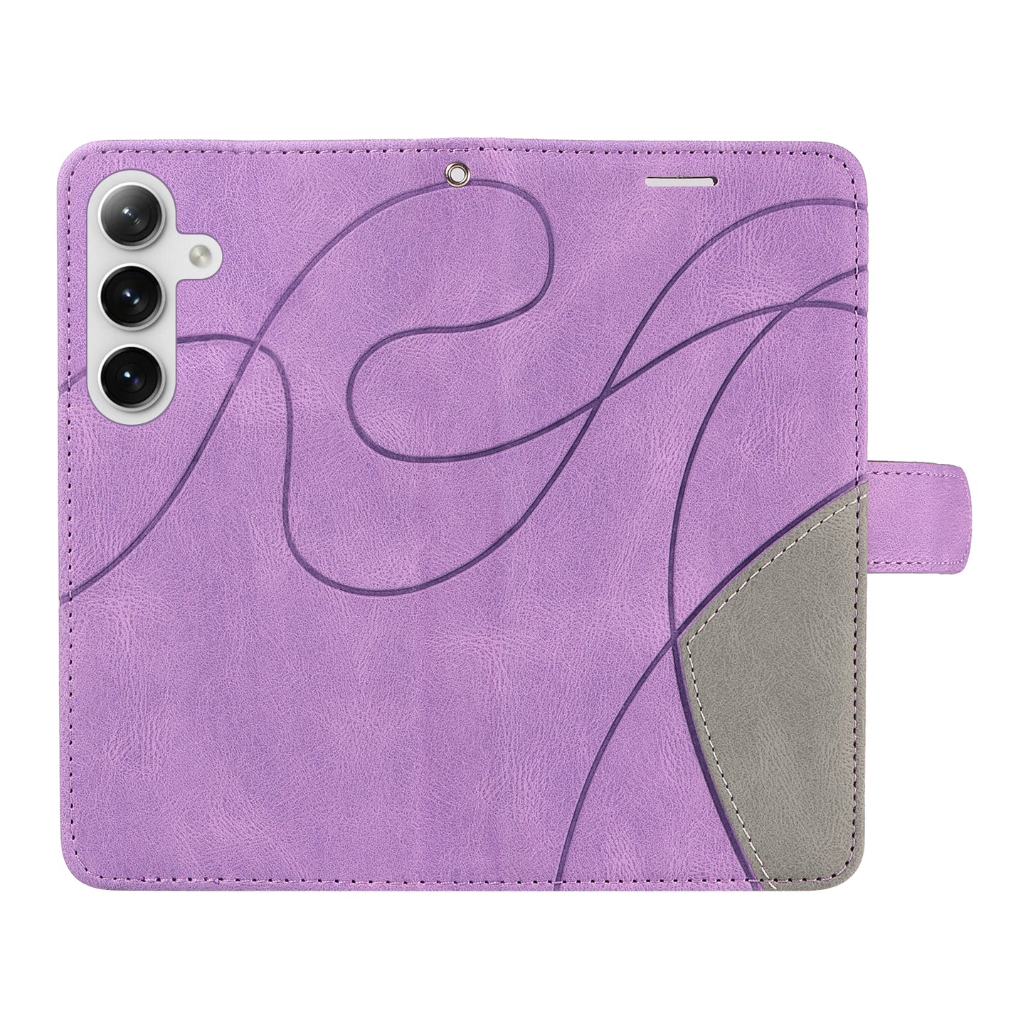KT Leather Series-1 For Samsung Galaxy S24 Case Wallet PU Leather Splicing Phone Cover - Light Purple