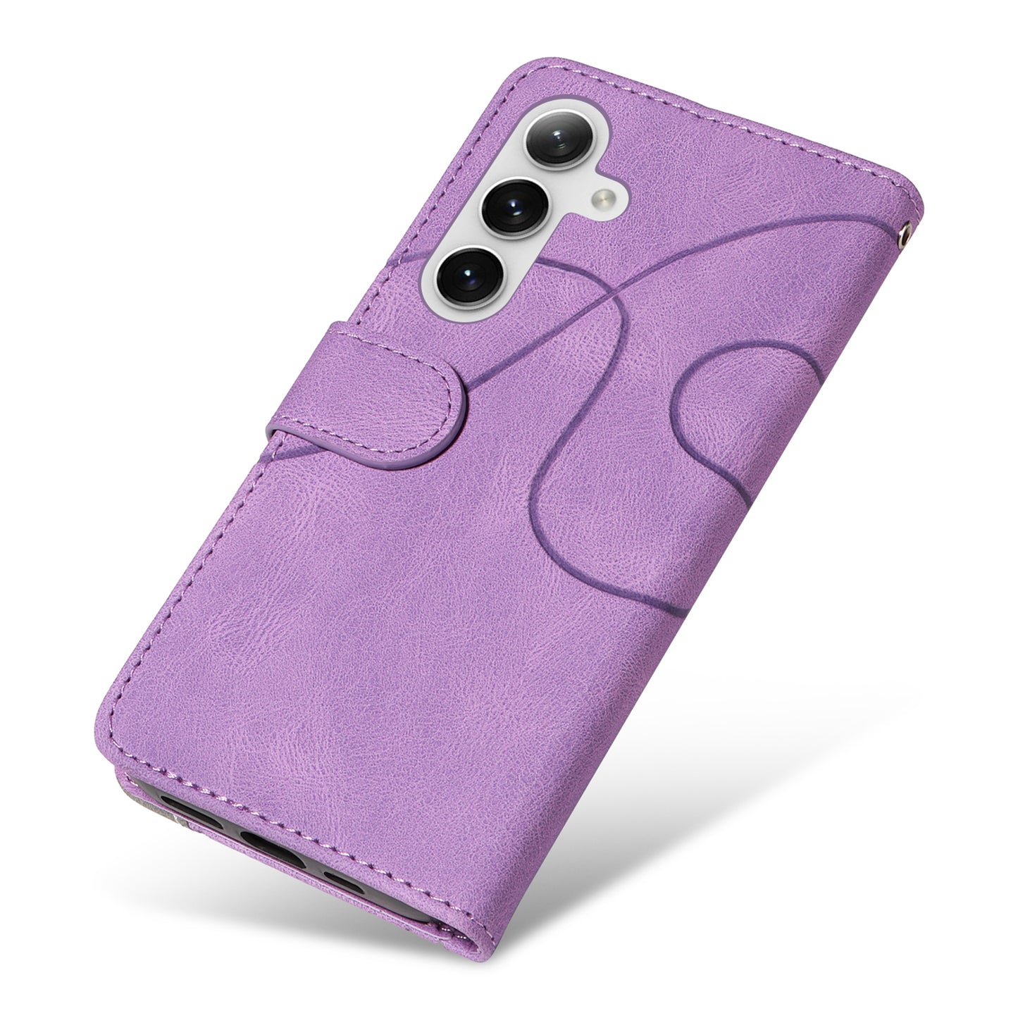 KT Leather Series-1 For Samsung Galaxy S24 Case Wallet PU Leather Splicing Phone Cover - Light Purple