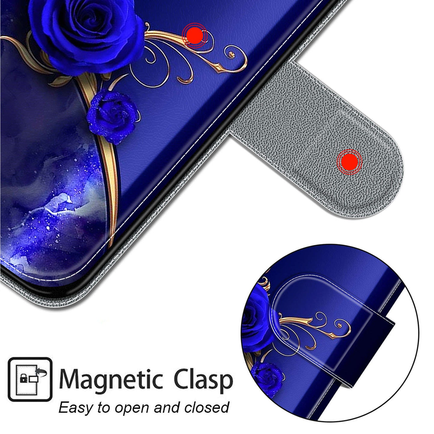 For Samsung Galaxy S24+ Case Pattern Printing Card Holder Phone Cover - Blue Rose / Golden Butterfly