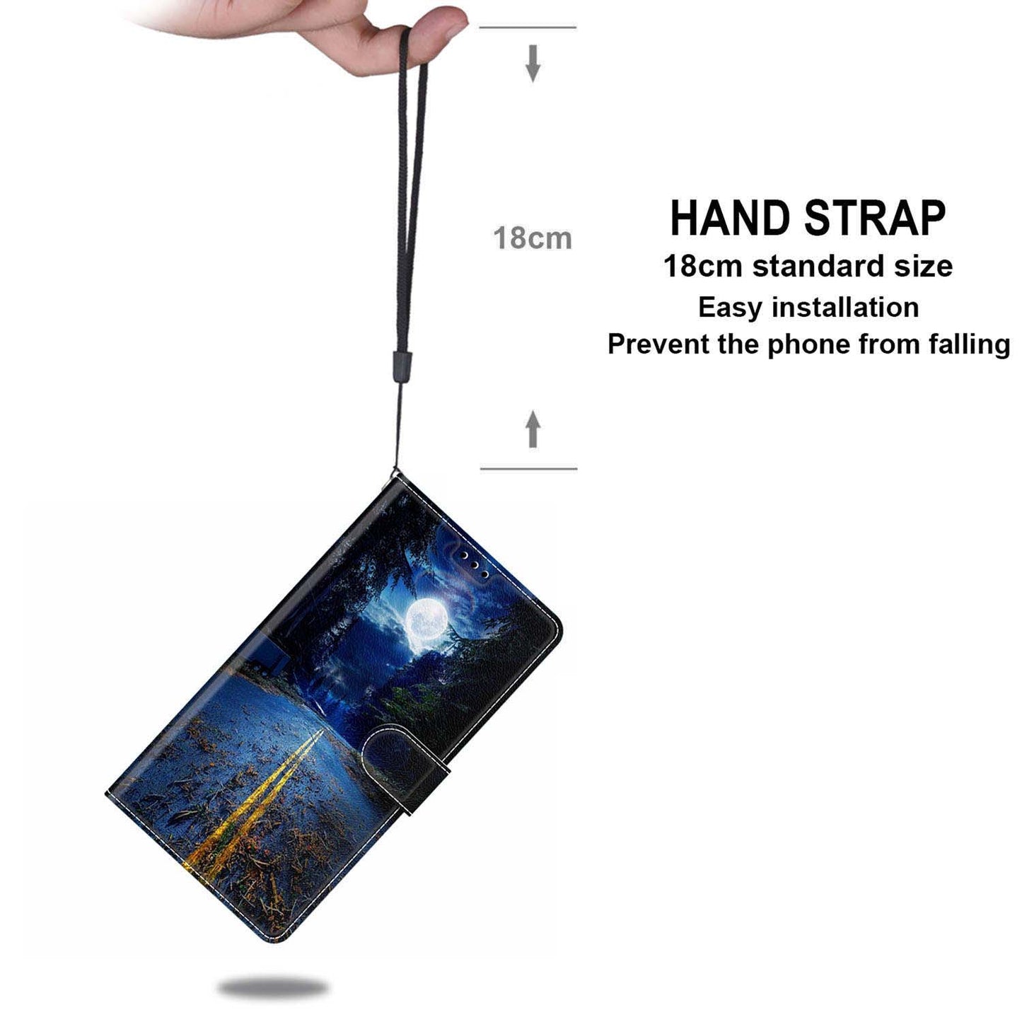 For Samsung Galaxy S24+ Case Pattern Printing Card Holder Phone Cover - Night Road / Moon