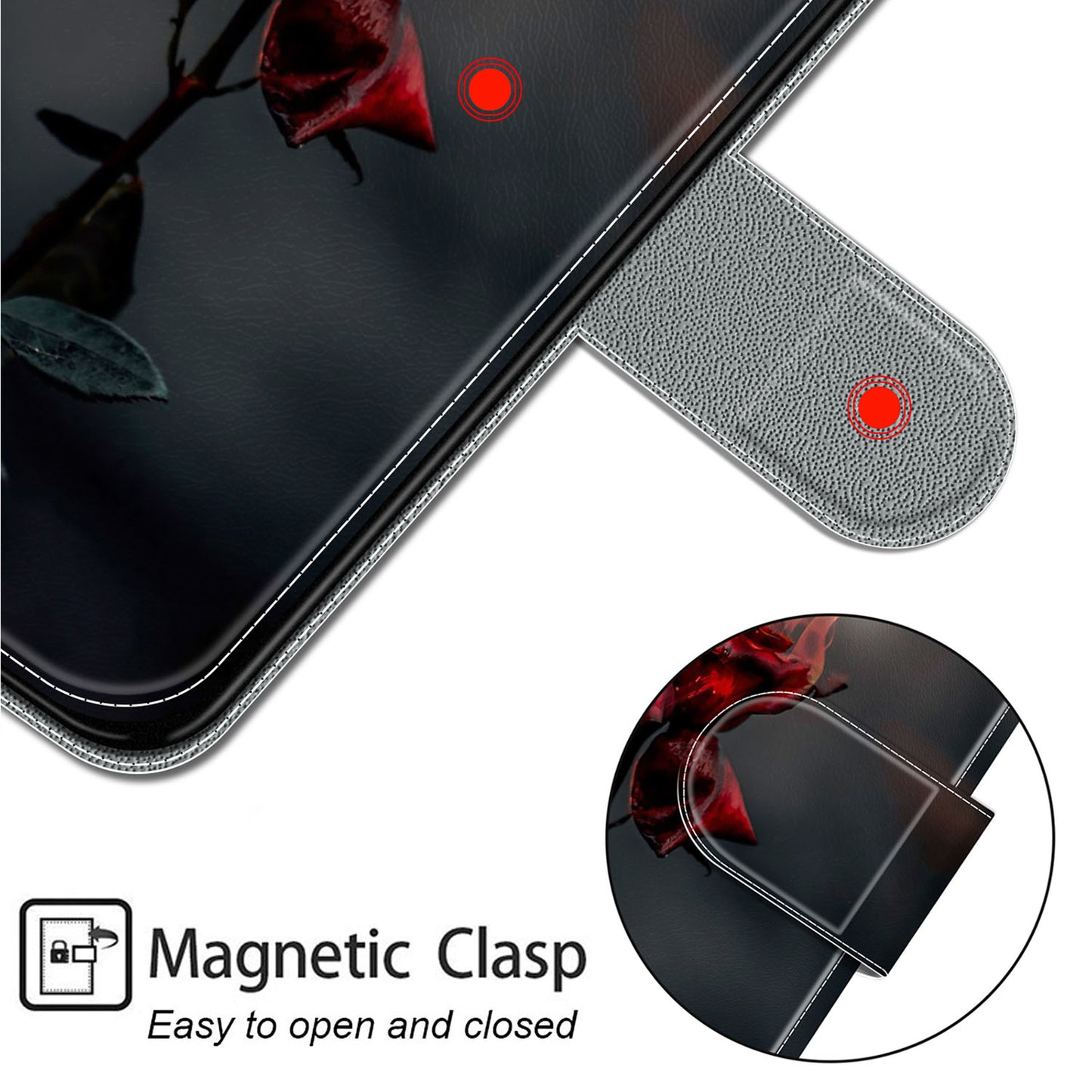 For Samsung Galaxy S24+ Case Pattern Printing Card Holder Phone Cover - Fire Rose