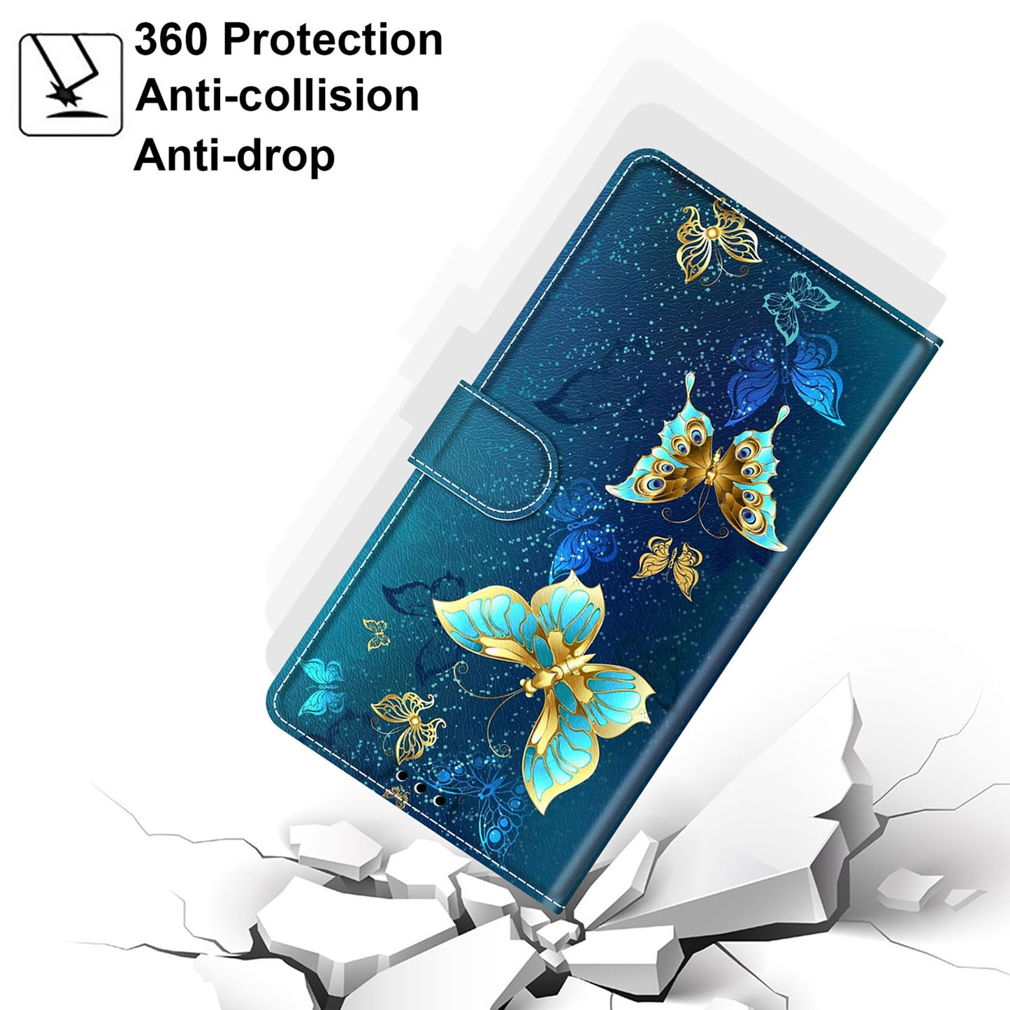 For Samsung Galaxy S24 Ultra Case Card Holder Leather Stand Phone Cover - Two Butterflies