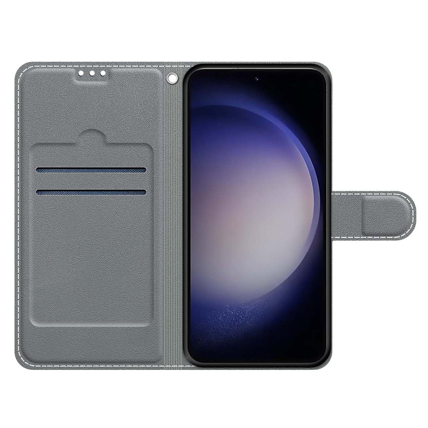 For Samsung Galaxy S24 Leather Case Card Holder Stand Cover - Boat
