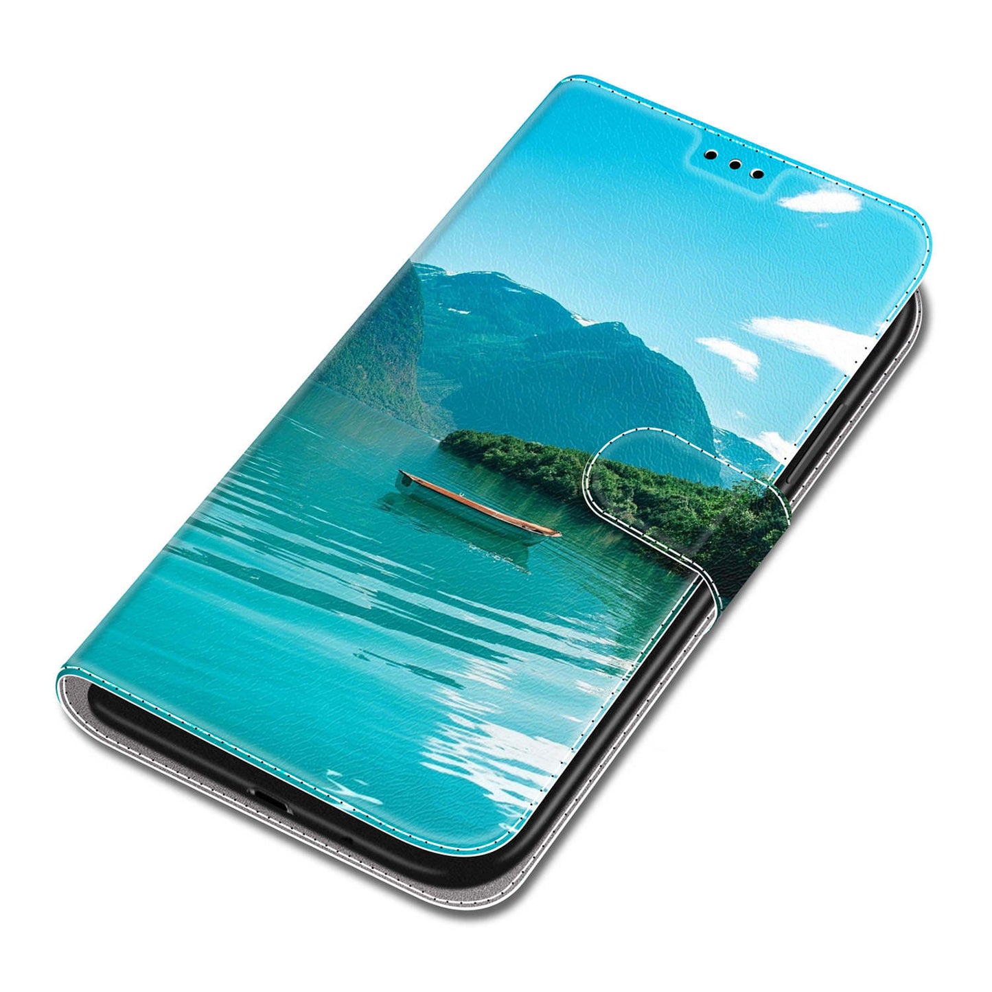 For Samsung Galaxy S24 Leather Case Card Holder Stand Cover - Boat
