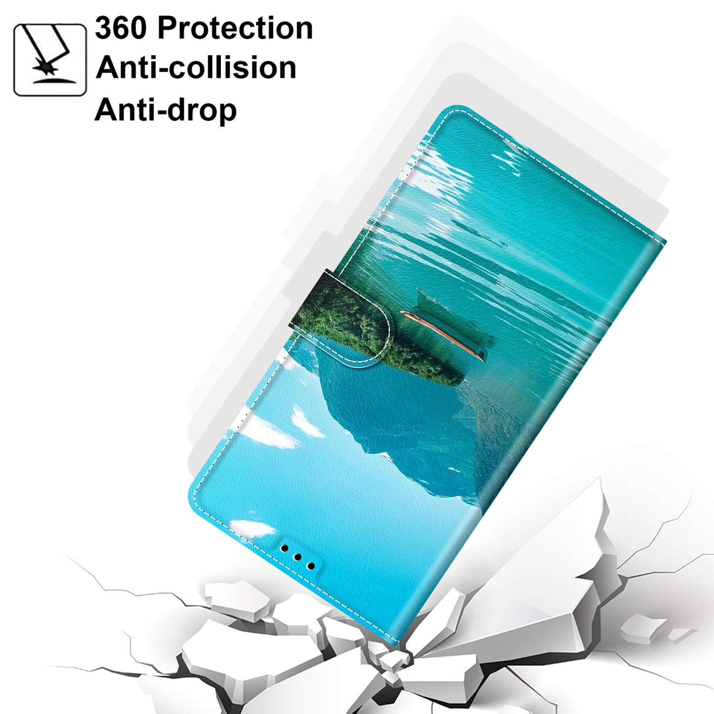 For Samsung Galaxy S24 Leather Case Card Holder Stand Cover - Boat