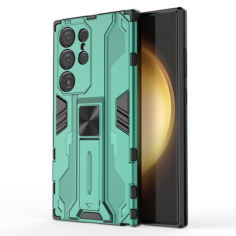For Samsung Galaxy S24 Ultra Case Anti-Scratch PC+TPU Kickstand Cover - Green