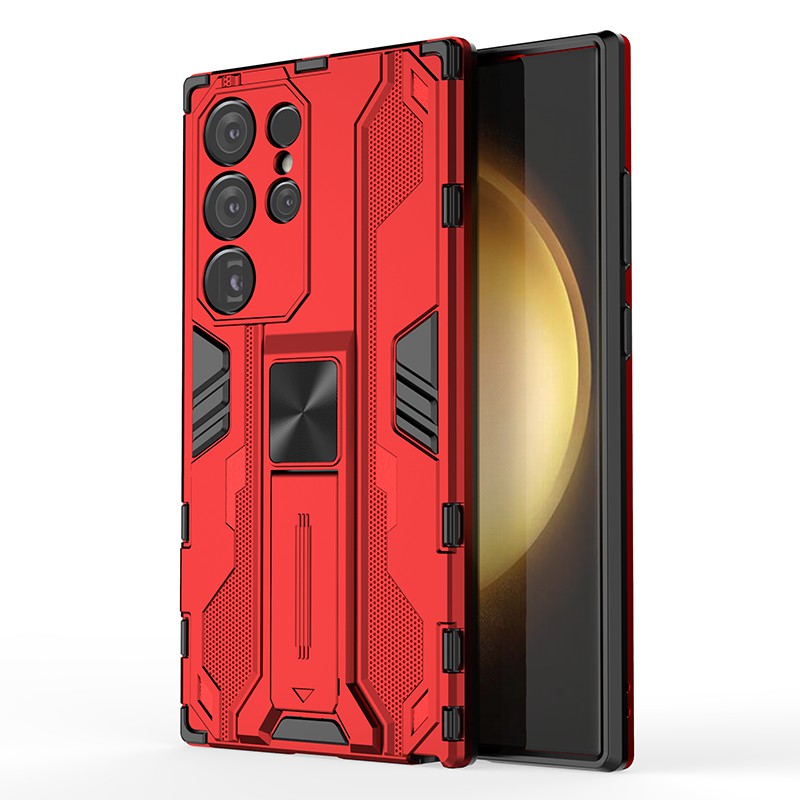 For Samsung Galaxy S24 Ultra Case Anti-Scratch PC+TPU Kickstand Cover - Red