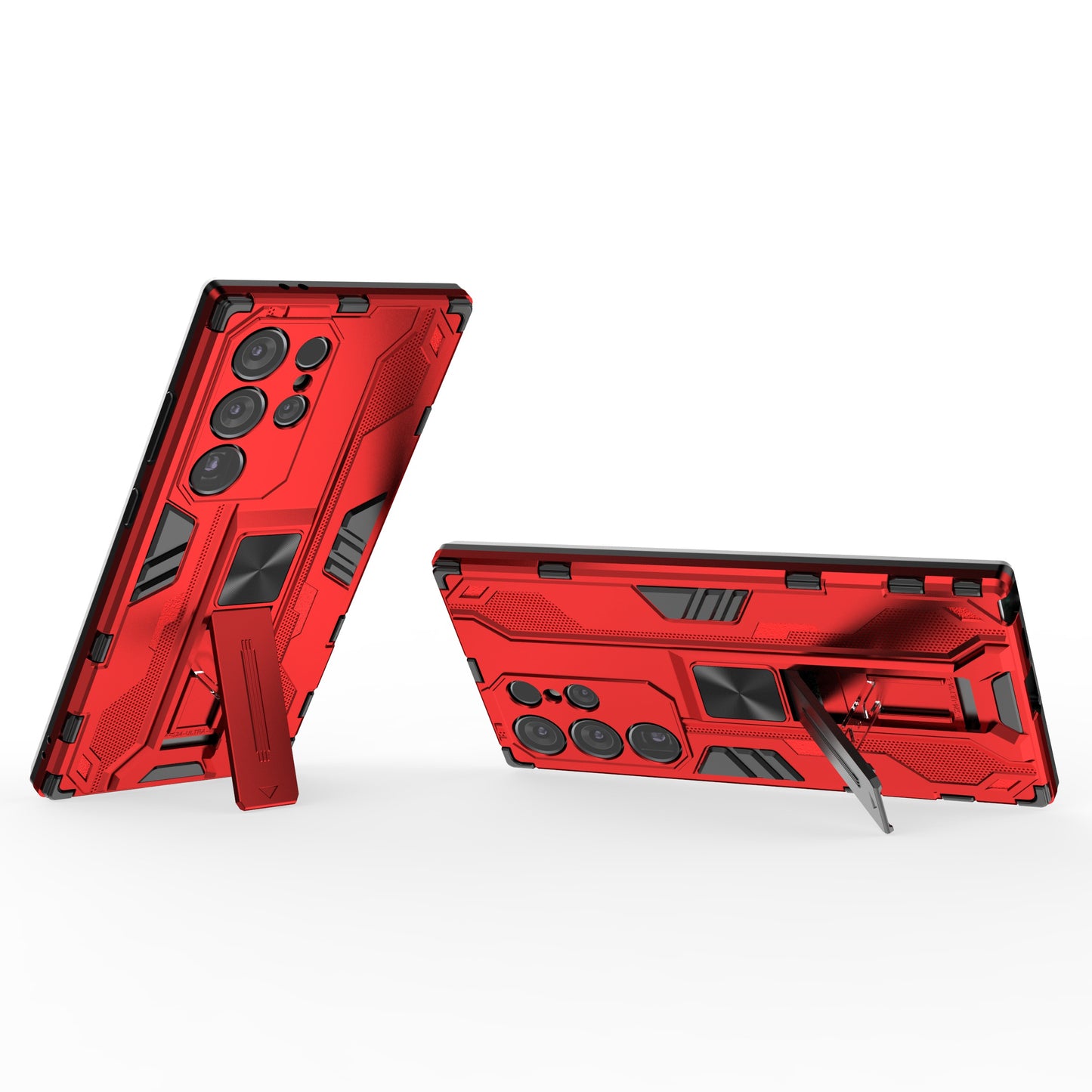 For Samsung Galaxy S24 Ultra Case Anti-Scratch PC+TPU Kickstand Cover - Red