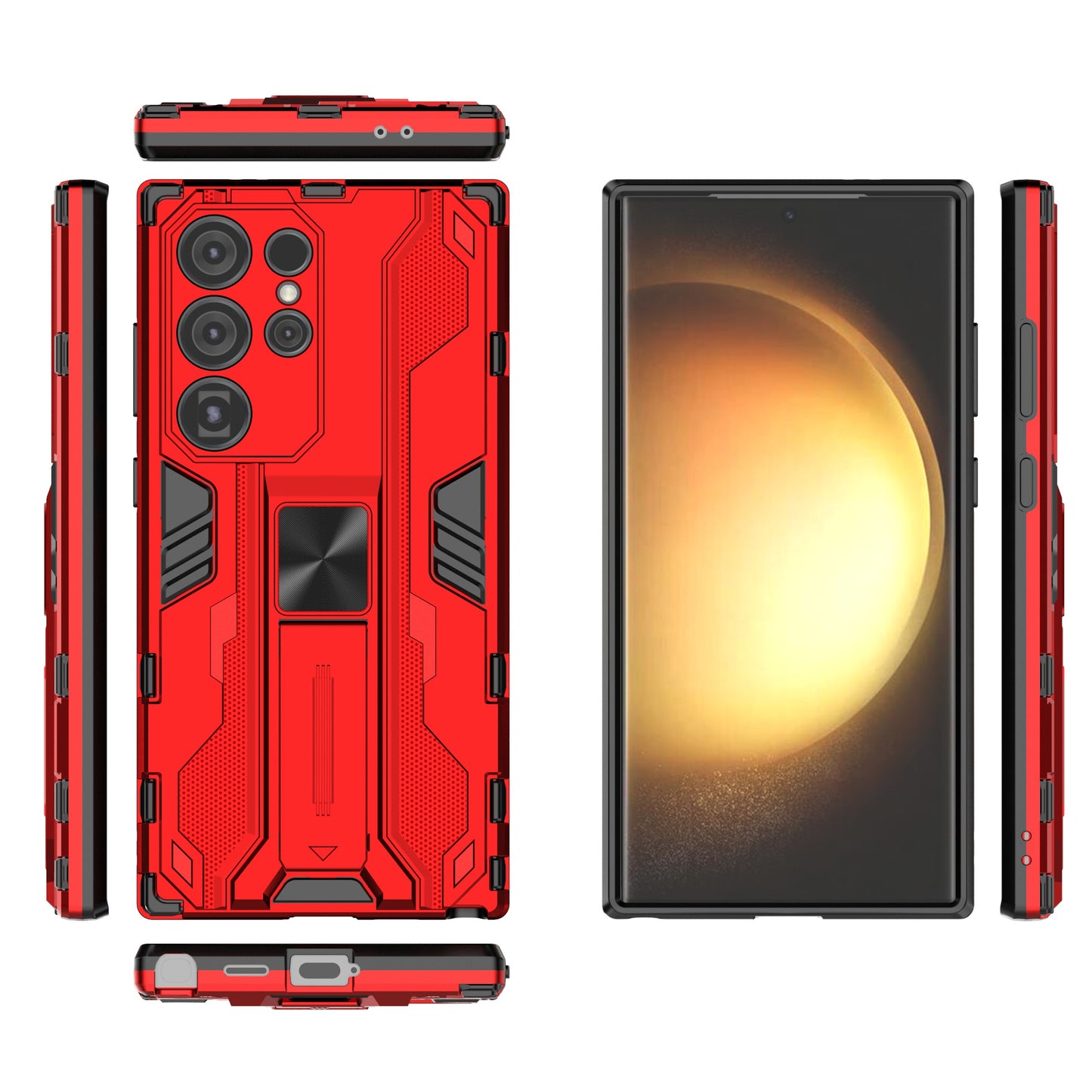 For Samsung Galaxy S24 Ultra Case Anti-Scratch PC+TPU Kickstand Cover - Red