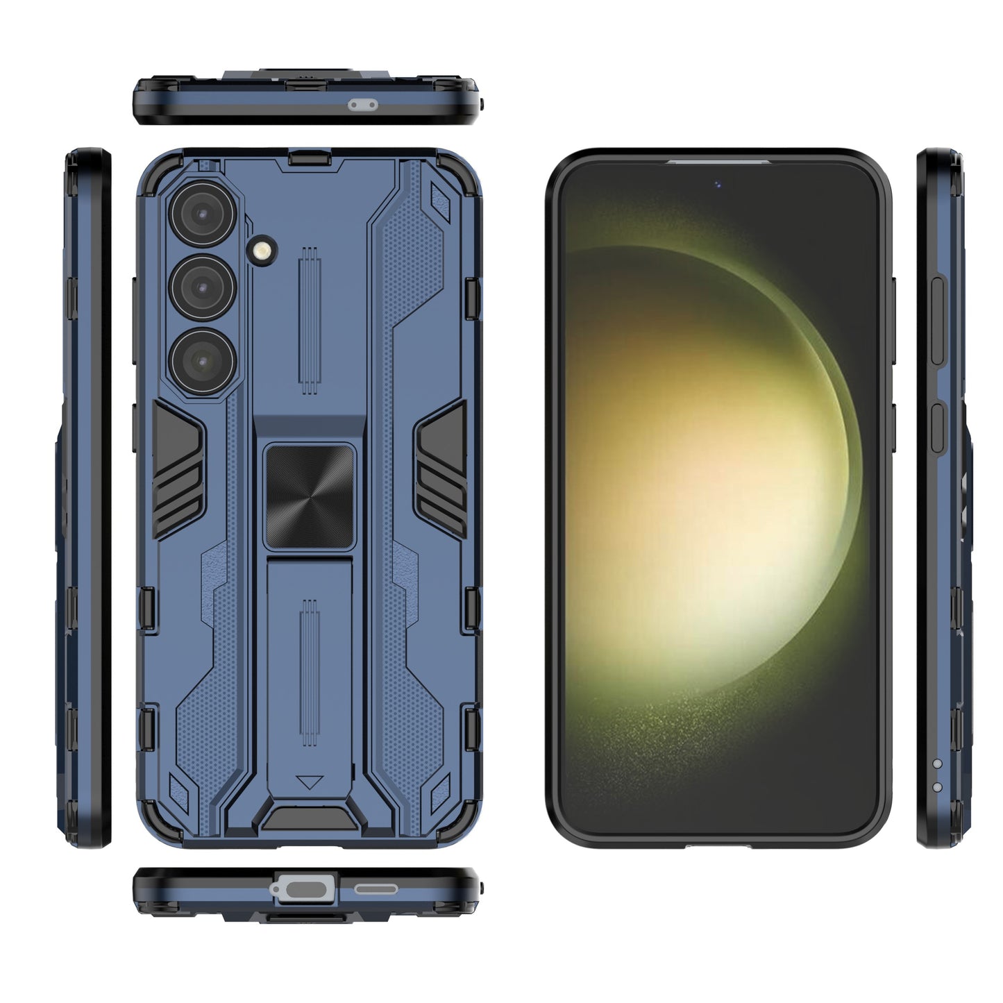 For Samsung Galaxy S24+ Case Kickstand PC+TPU Cell Phone Cover - Blue