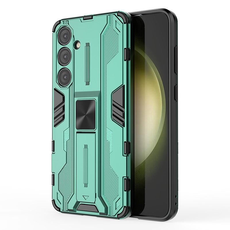 For Samsung Galaxy S24+ Case Kickstand PC+TPU Cell Phone Cover - Green