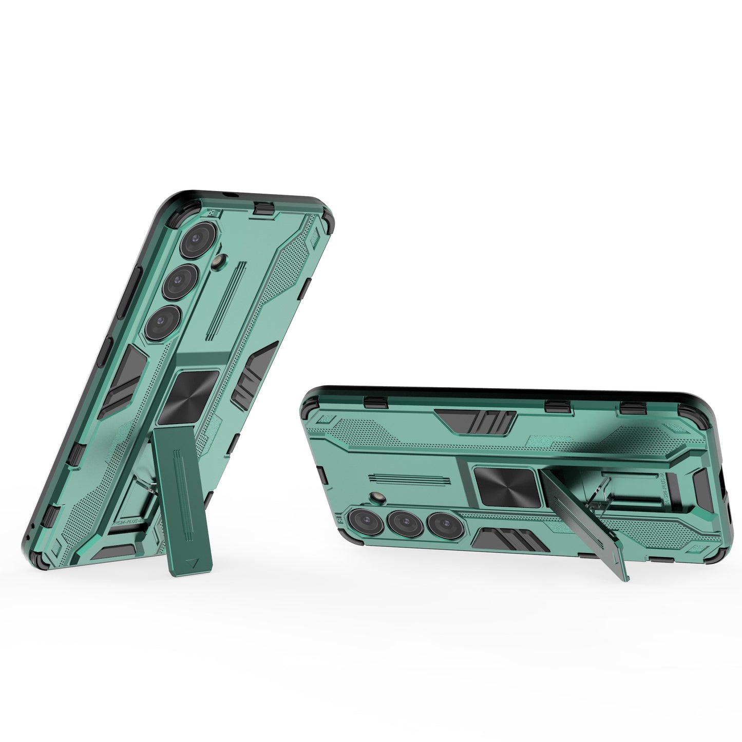 For Samsung Galaxy S24+ Case Kickstand PC+TPU Cell Phone Cover - Green