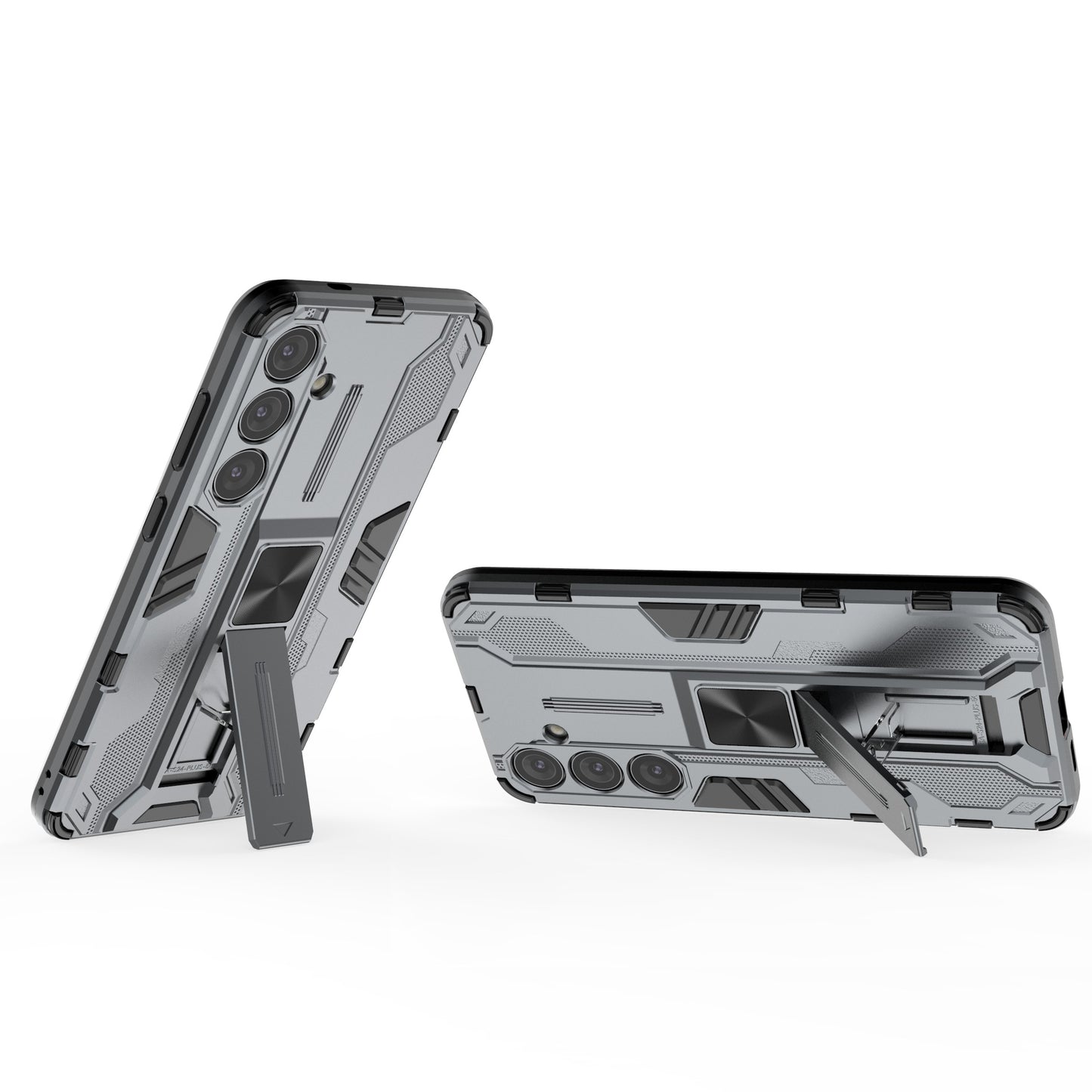 For Samsung Galaxy S24+ Case Kickstand PC+TPU Cell Phone Cover - Grey
