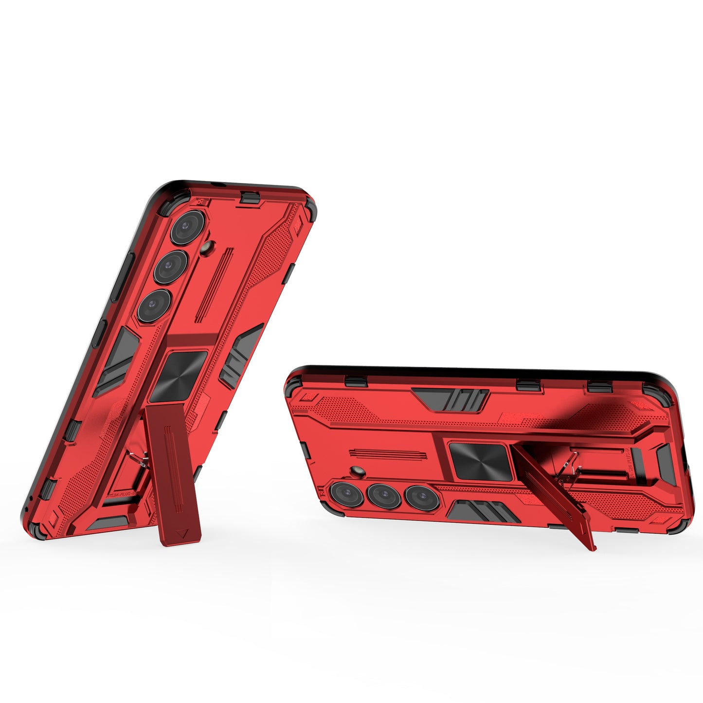 For Samsung Galaxy S24+ Case Kickstand PC+TPU Cell Phone Cover - Red
