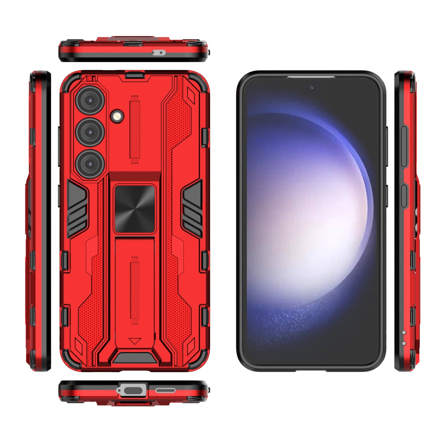 For Samsung Galaxy S24 Case Kickstand Rugged Protective Phone Cover - Red