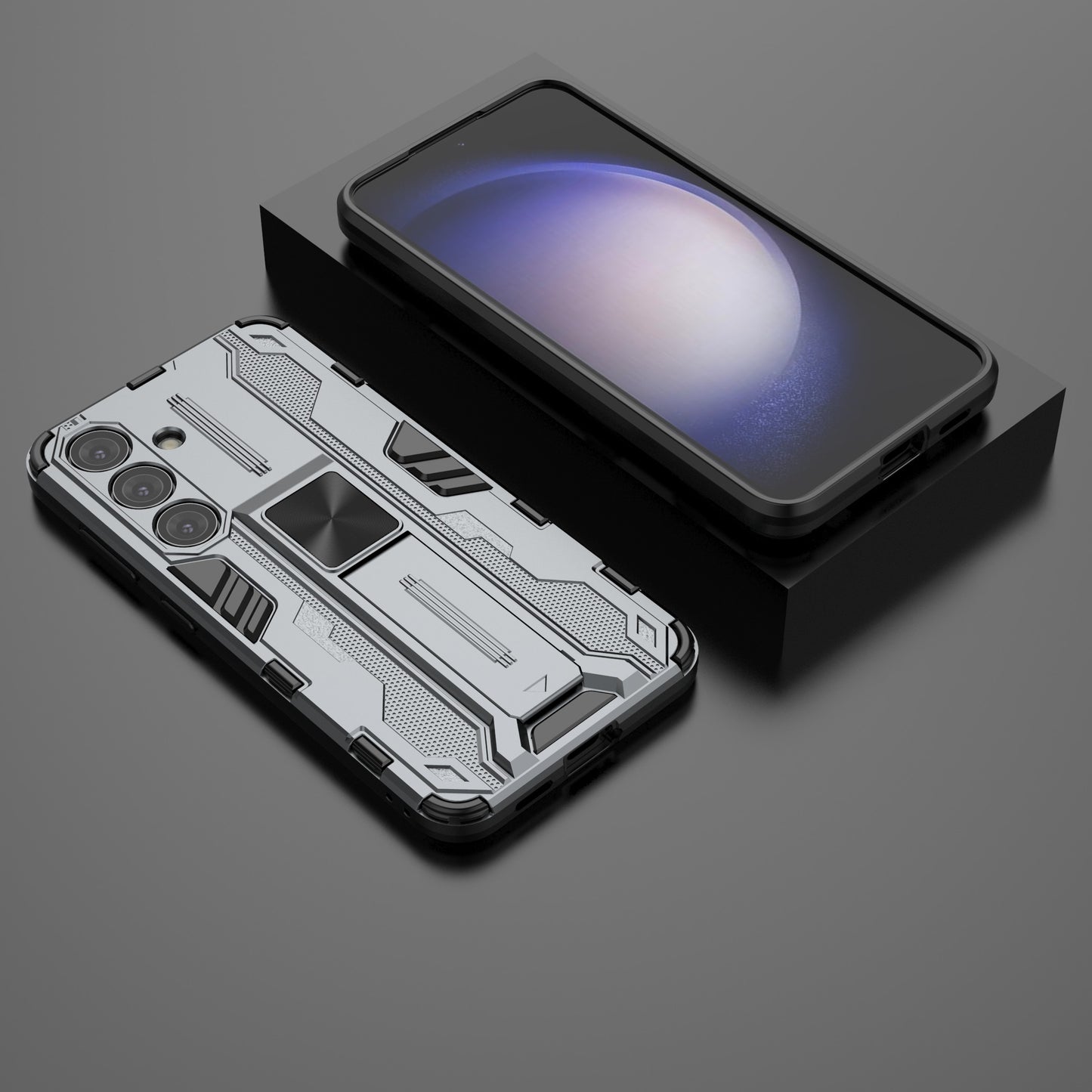 For Samsung Galaxy S24 Case Kickstand Rugged Protective Phone Cover - Grey