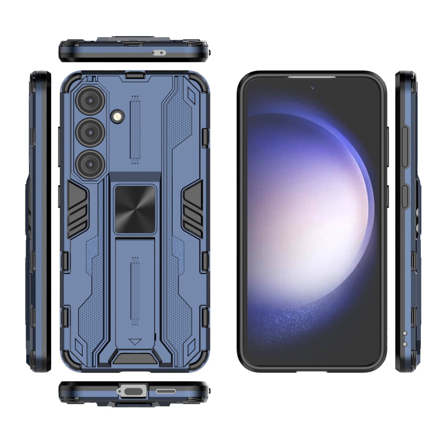 For Samsung Galaxy S24 Case Kickstand Rugged Protective Phone Cover - Blue