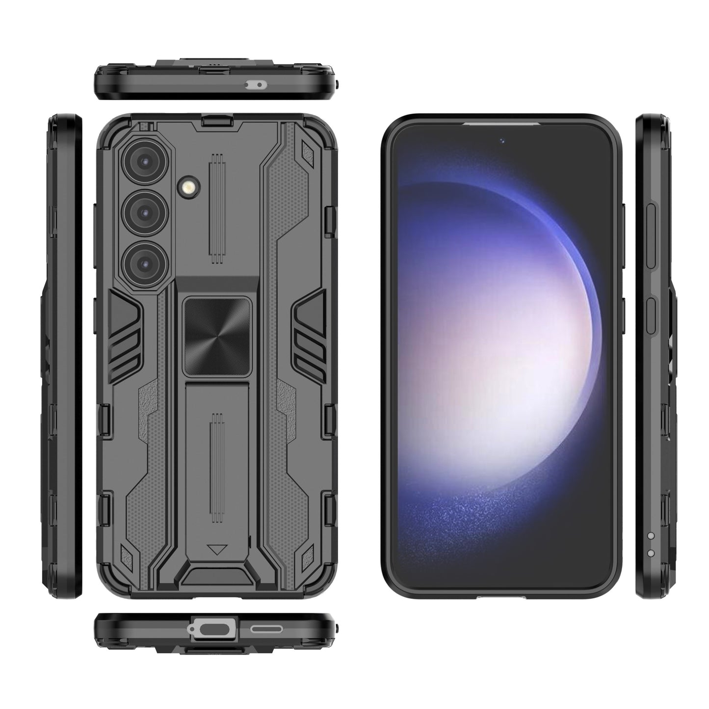 For Samsung Galaxy S24 Case Kickstand Rugged Protective Phone Cover - Black