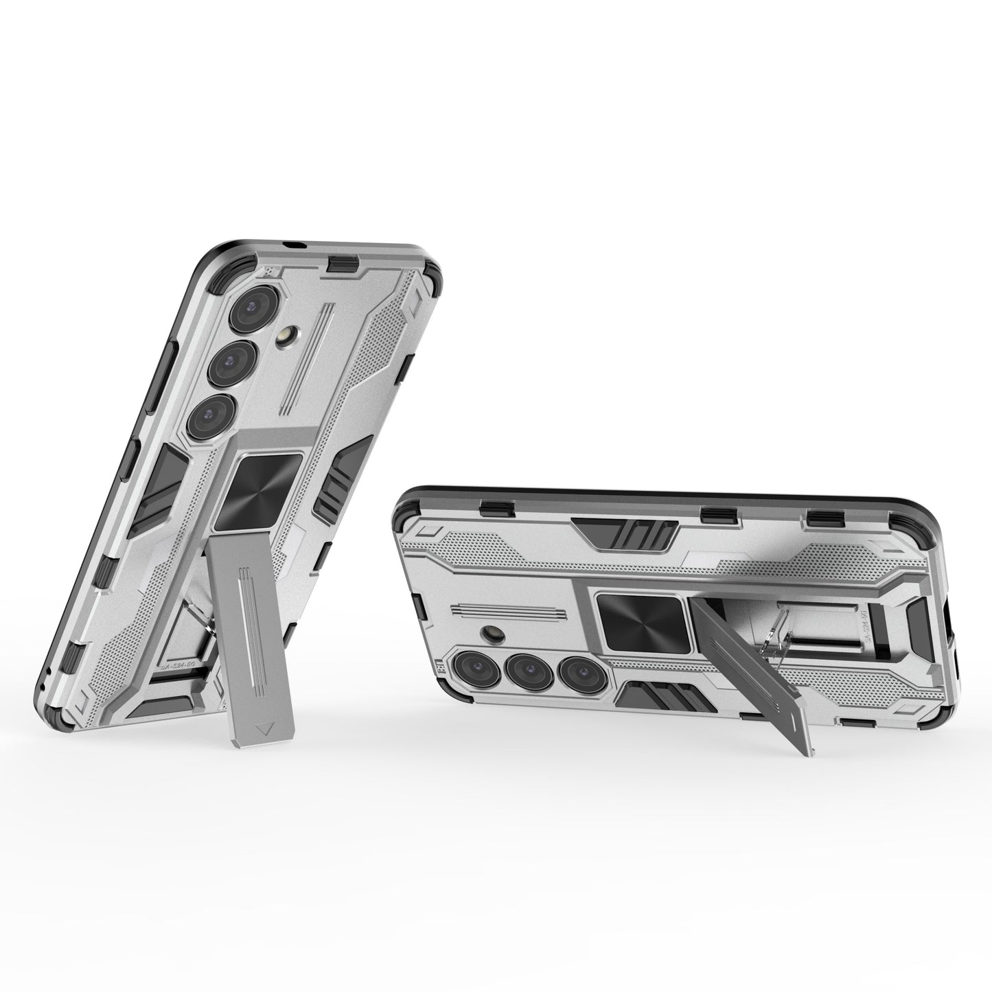 For Samsung Galaxy S24 Case Kickstand Rugged Protective Phone Cover - Silver