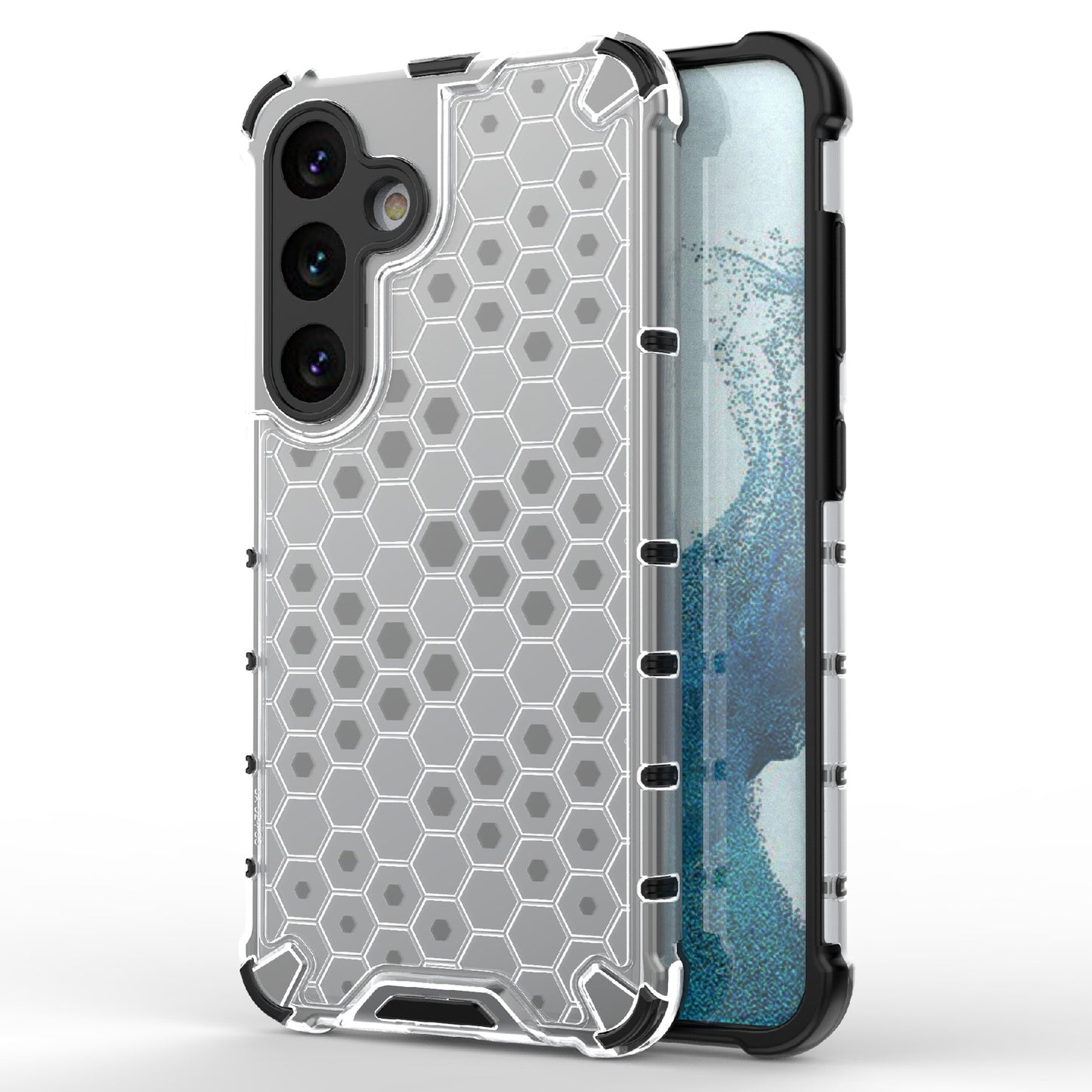 For Samsung Galaxy S24+ Case Reinforced Corner Phone Cover with Honeycomb Design - Grey