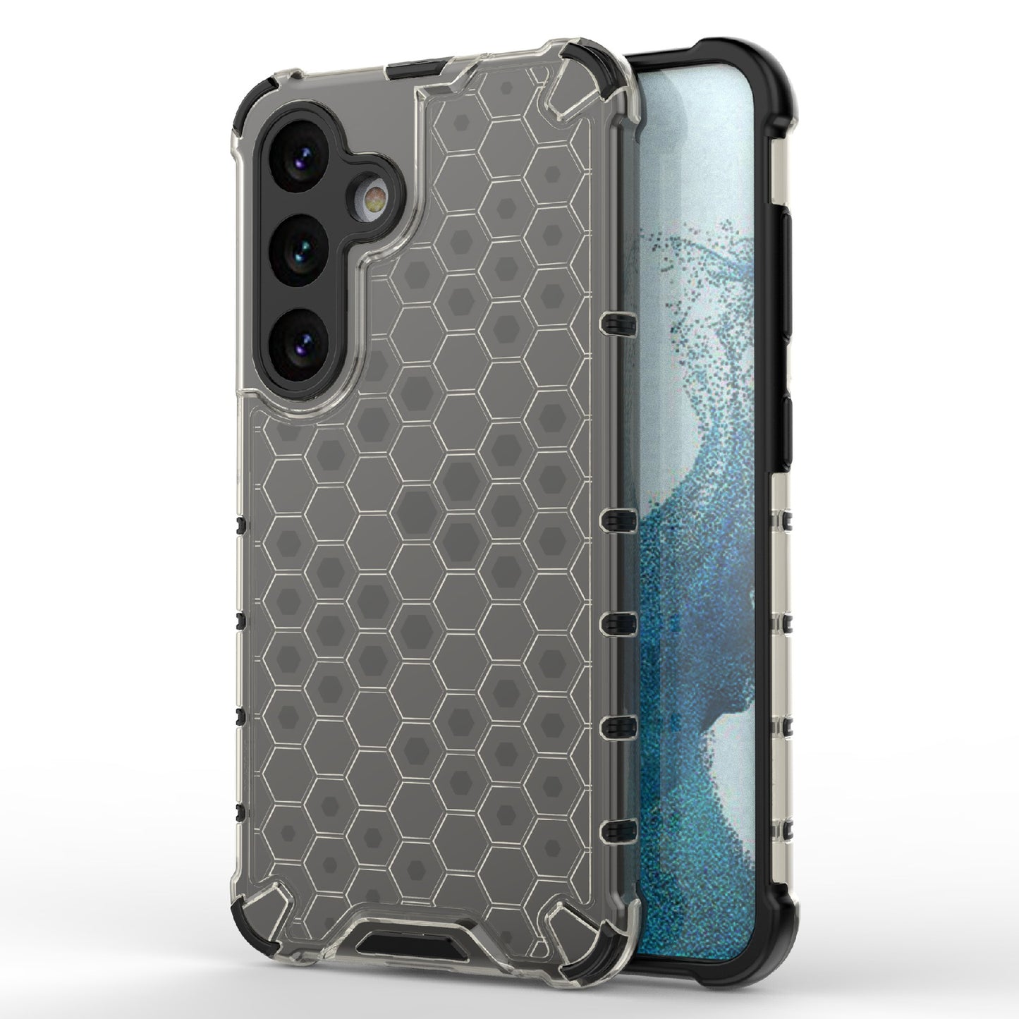 For Samsung Galaxy S24+ Case Reinforced Corner Phone Cover with Honeycomb Design - Black