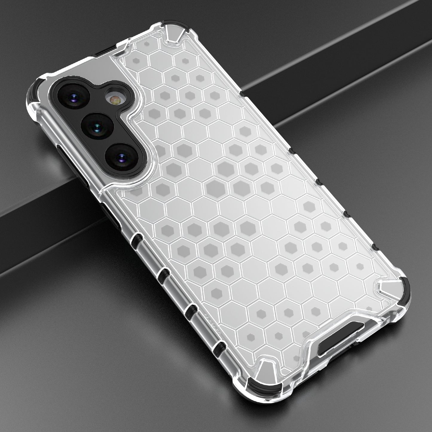 For Samsung Galaxy S24 Case TPU+PC Honeycomb Design Phone Cover - Grey