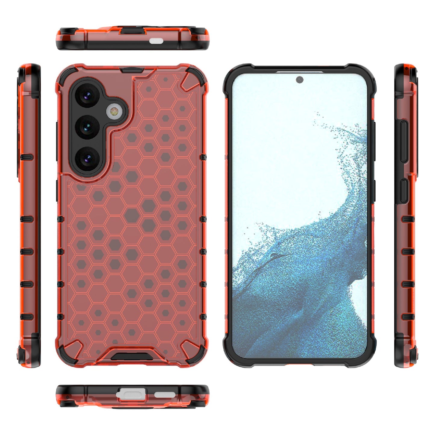 For Samsung Galaxy S24 Case TPU+PC Honeycomb Design Phone Cover - Red