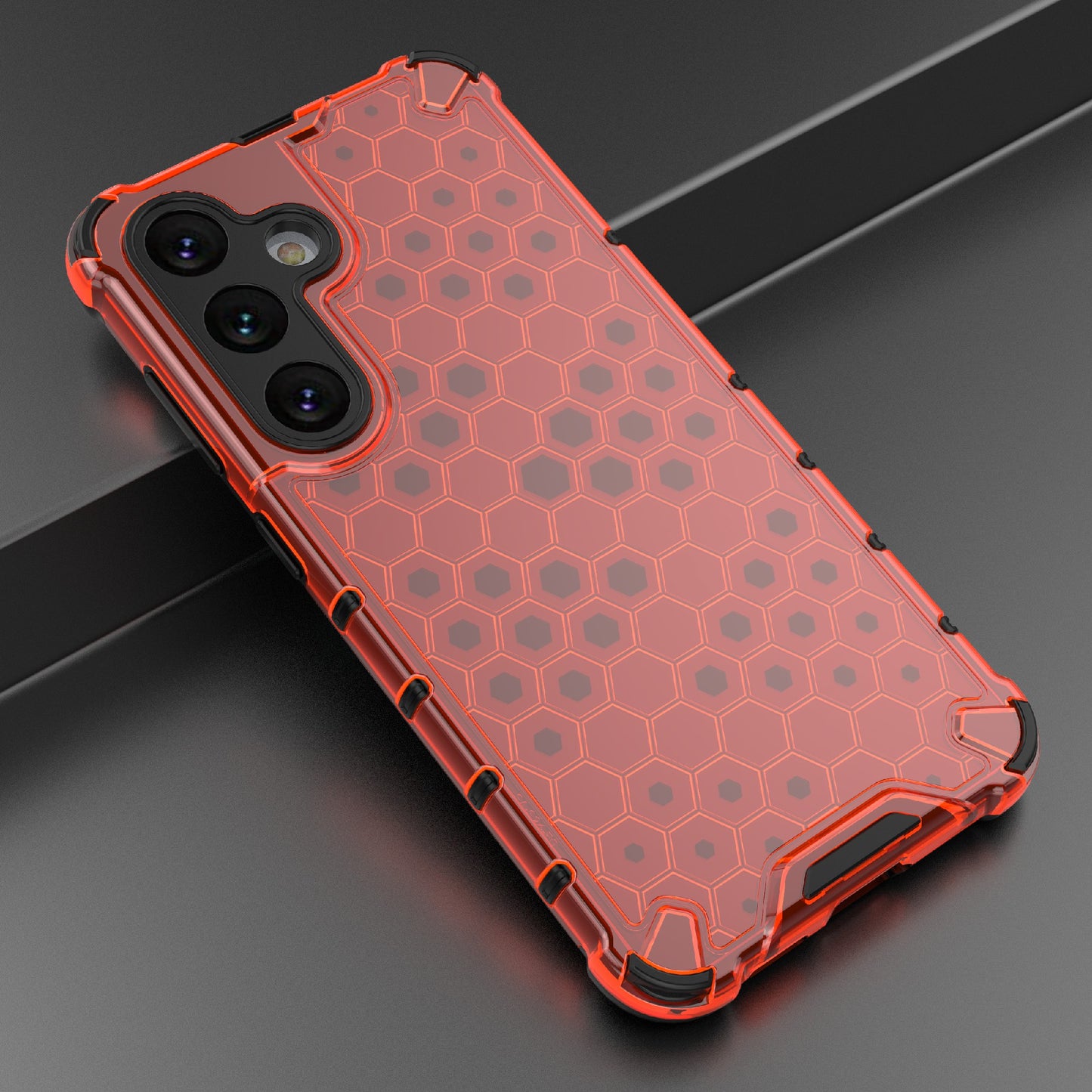 For Samsung Galaxy S24 Case TPU+PC Honeycomb Design Phone Cover - Red