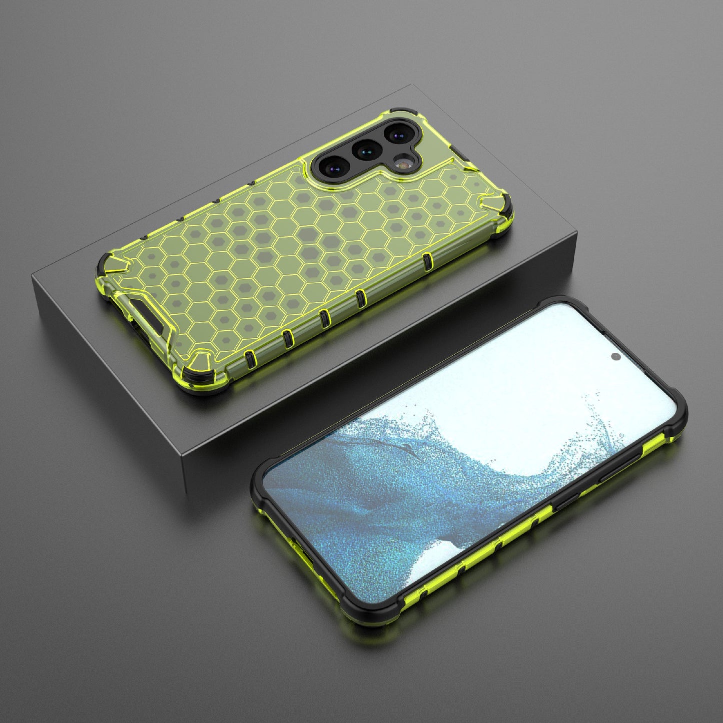 For Samsung Galaxy S24 Case TPU+PC Honeycomb Design Phone Cover - Green