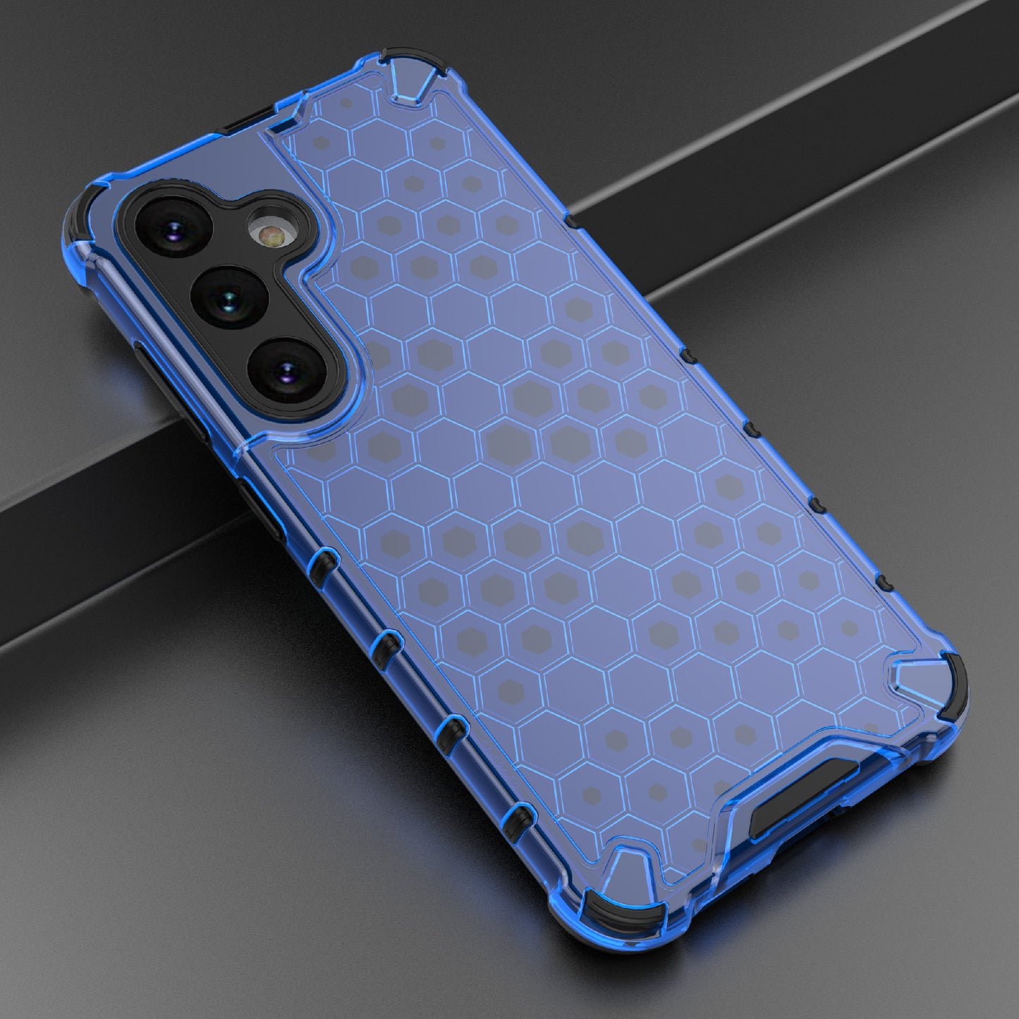For Samsung Galaxy S24 Case TPU+PC Honeycomb Design Phone Cover - Blue