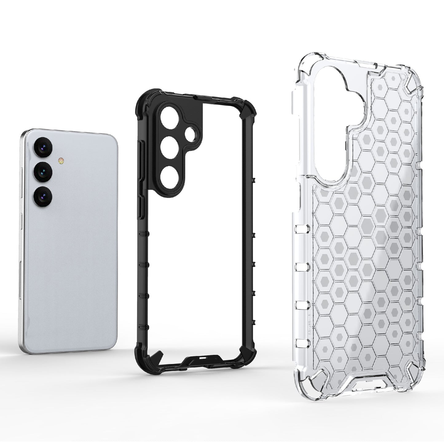 For Samsung Galaxy S24 Case TPU+PC Honeycomb Design Phone Cover - Blue