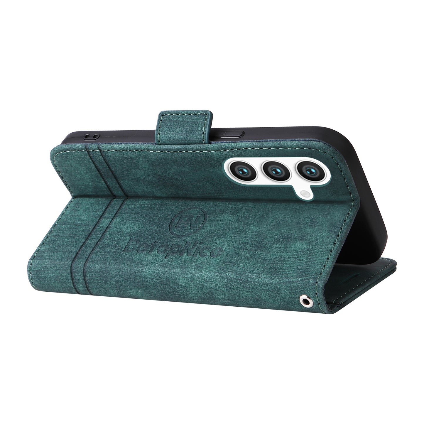 BETOPNICE 001 for Samsung Galaxy S24 Case Leather Wallet Flip Protective Phone Cover - Green