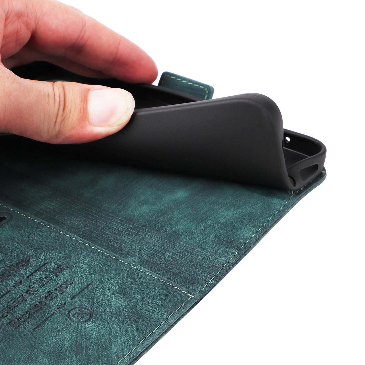 BETOPNICE 001 for Samsung Galaxy S24 Case Leather Wallet Flip Protective Phone Cover - Green