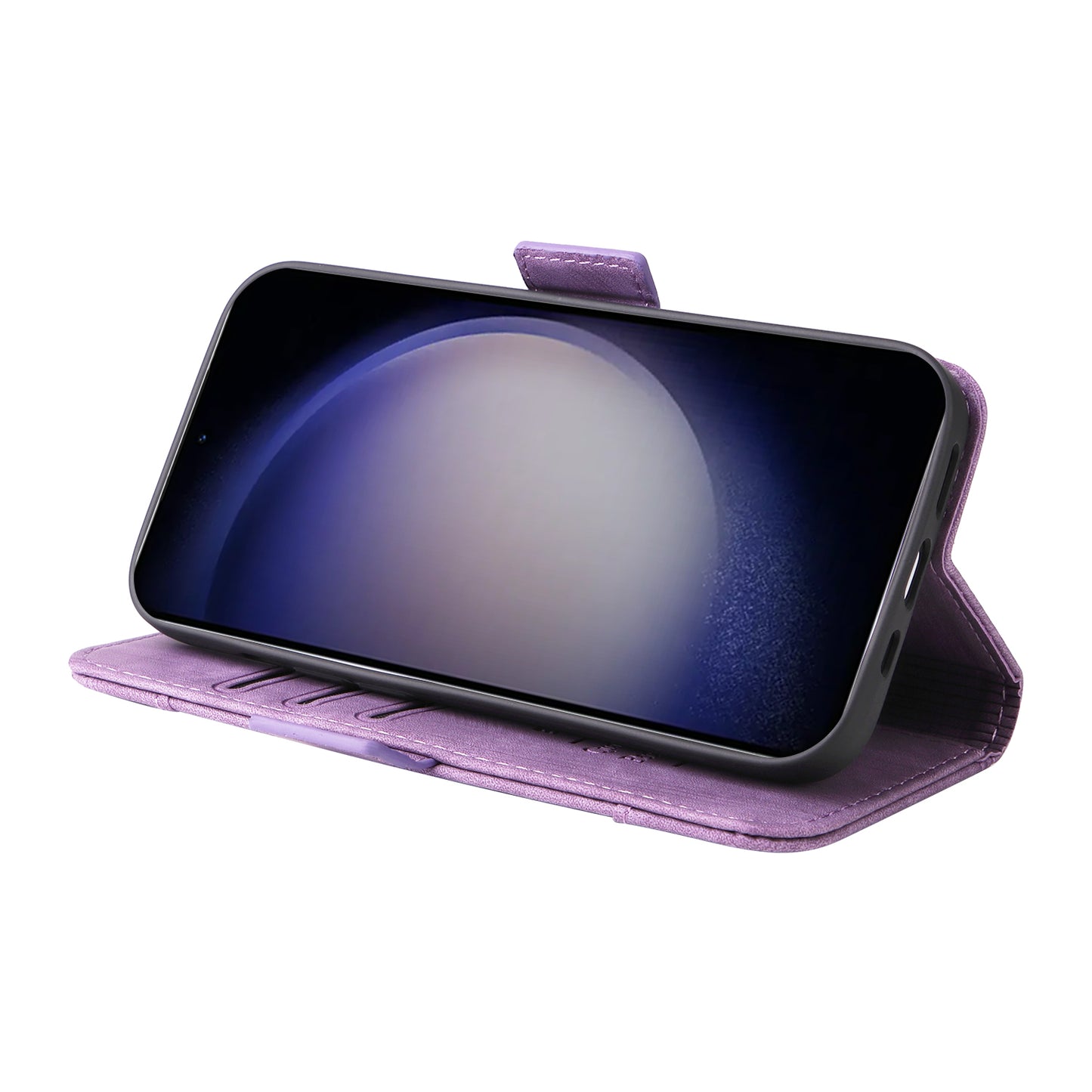 BETOPNICE 001 for Samsung Galaxy S24 Case Leather Wallet Flip Protective Phone Cover - Purple