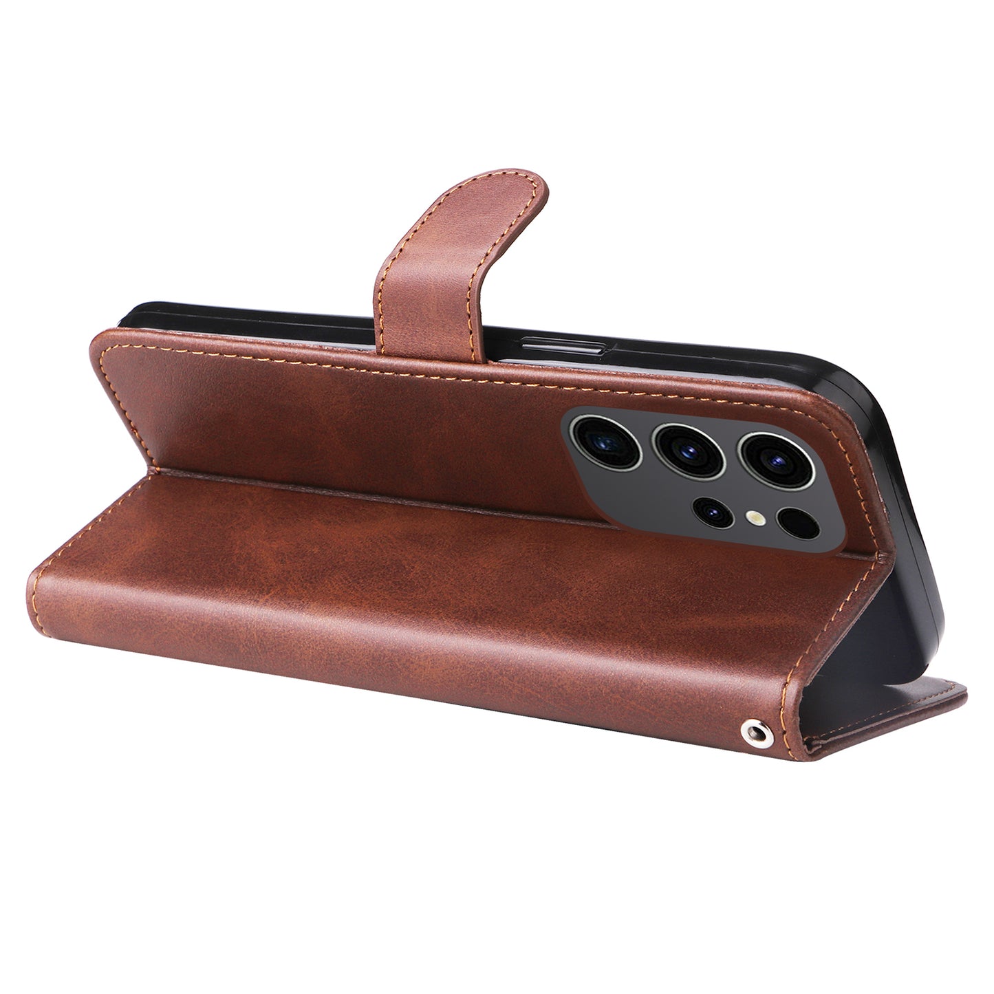 For Samsung Galaxy S24 Ultra Case PU Leather Zipper Wallet Phone Cover - Brown