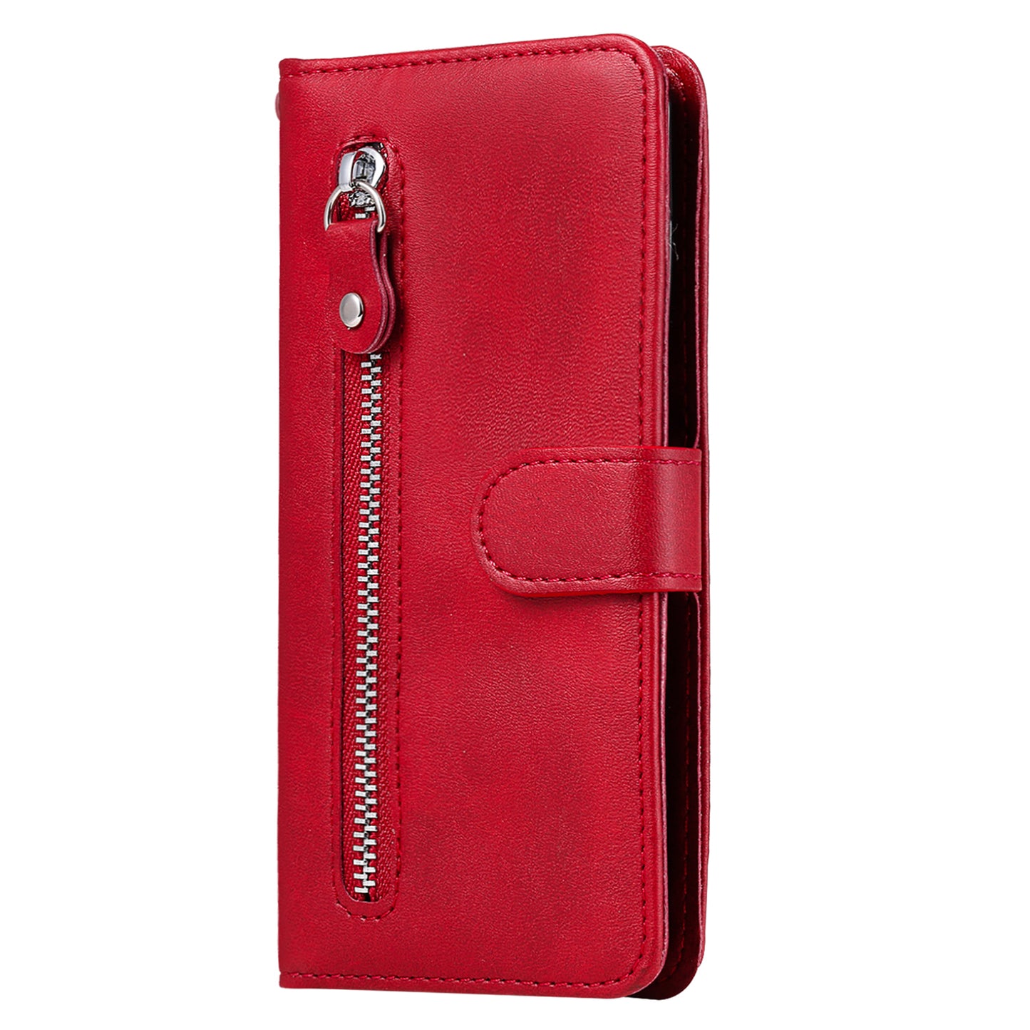 For Samsung Galaxy S24 Ultra Case PU Leather Zipper Wallet Phone Cover - Red