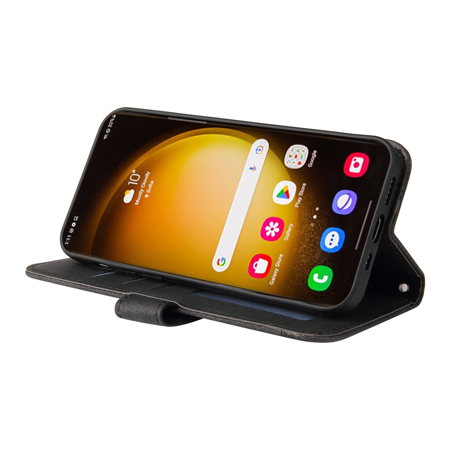 For Samsung Galaxy S24 Ultra Case Skin-touch Leather Imprinted Phone Cover - Black