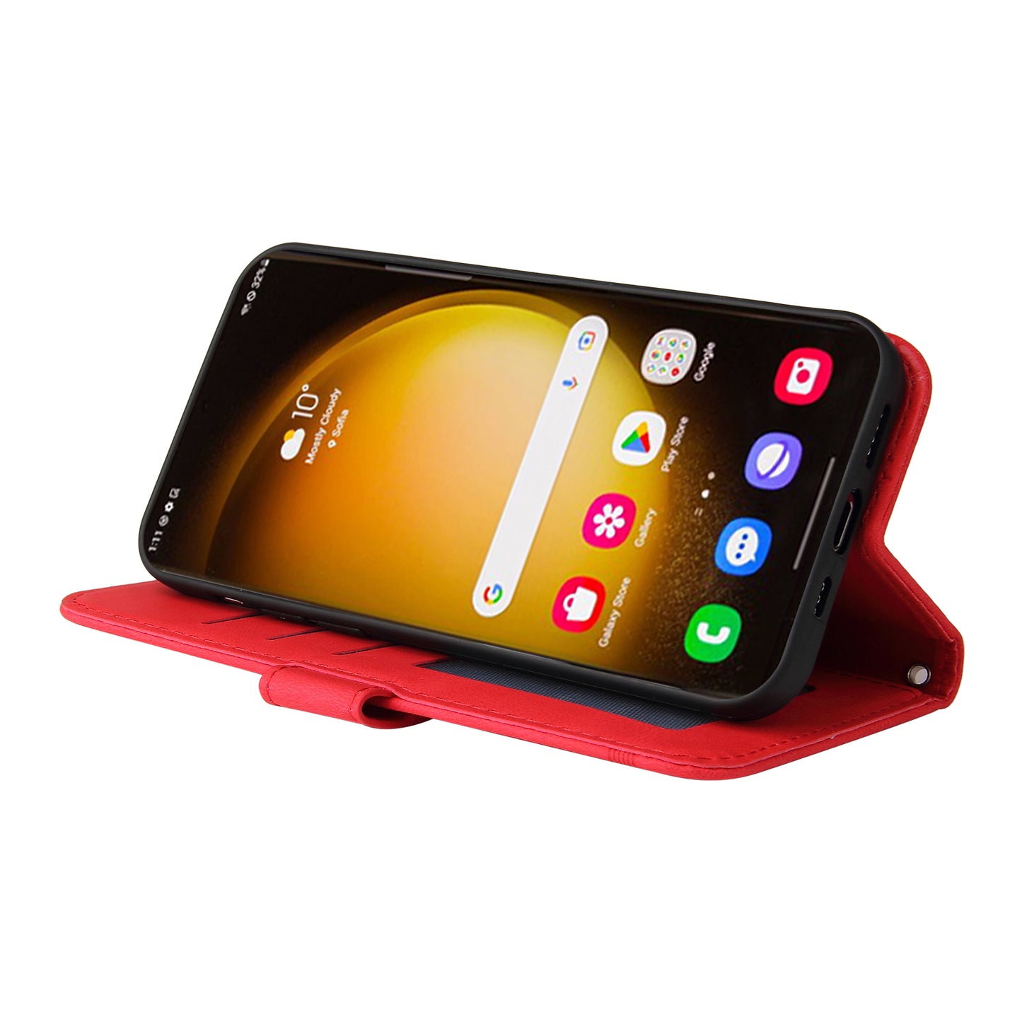 For Samsung Galaxy S24 Ultra Case Skin-touch Leather Imprinted Phone Cover - Red