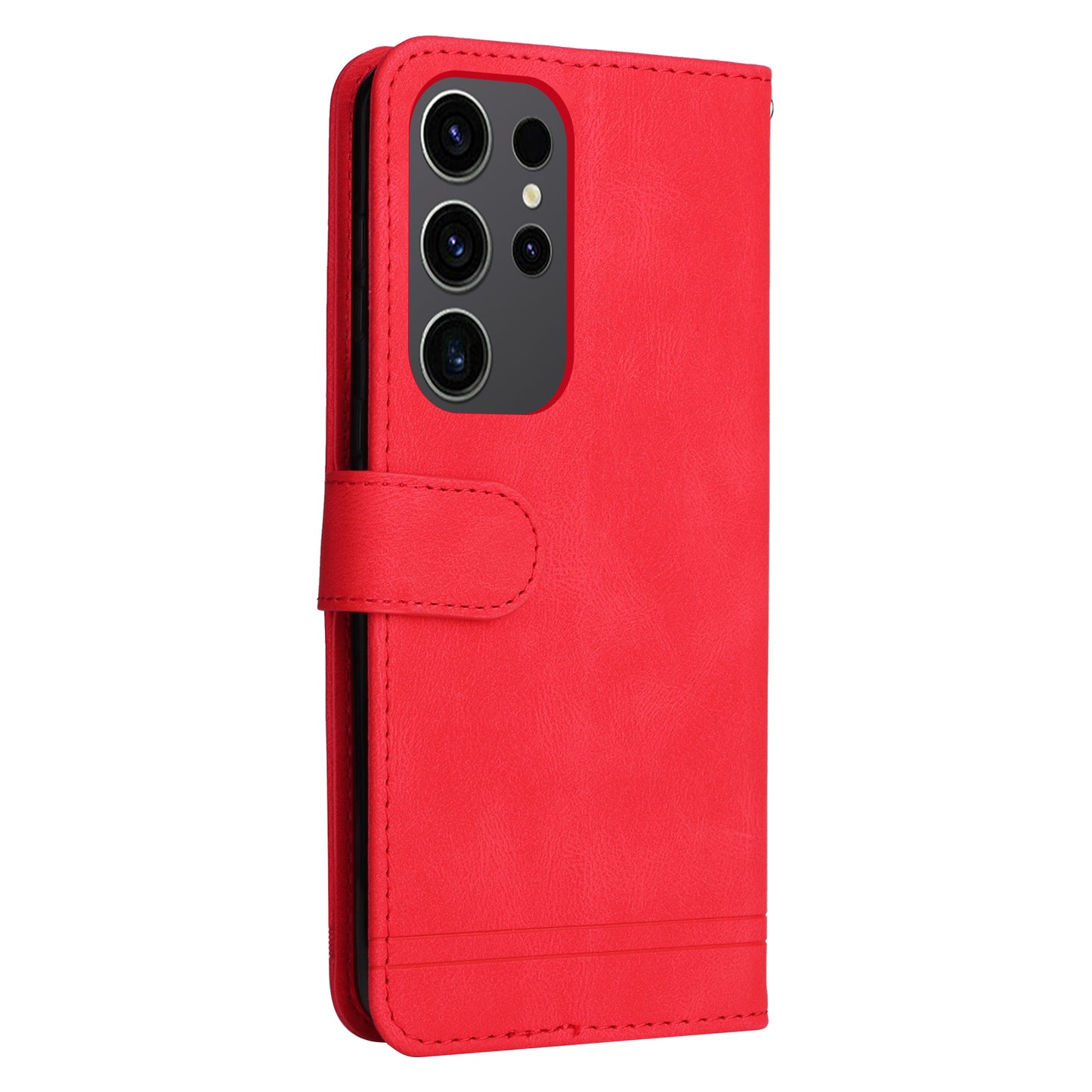 For Samsung Galaxy S24 Ultra Case Skin-touch Leather Imprinted Phone Cover - Red