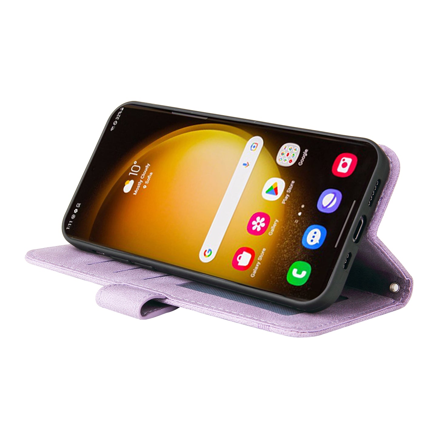 For Samsung Galaxy S24 Ultra Case Skin-touch Leather Imprinted Phone Cover - Purple