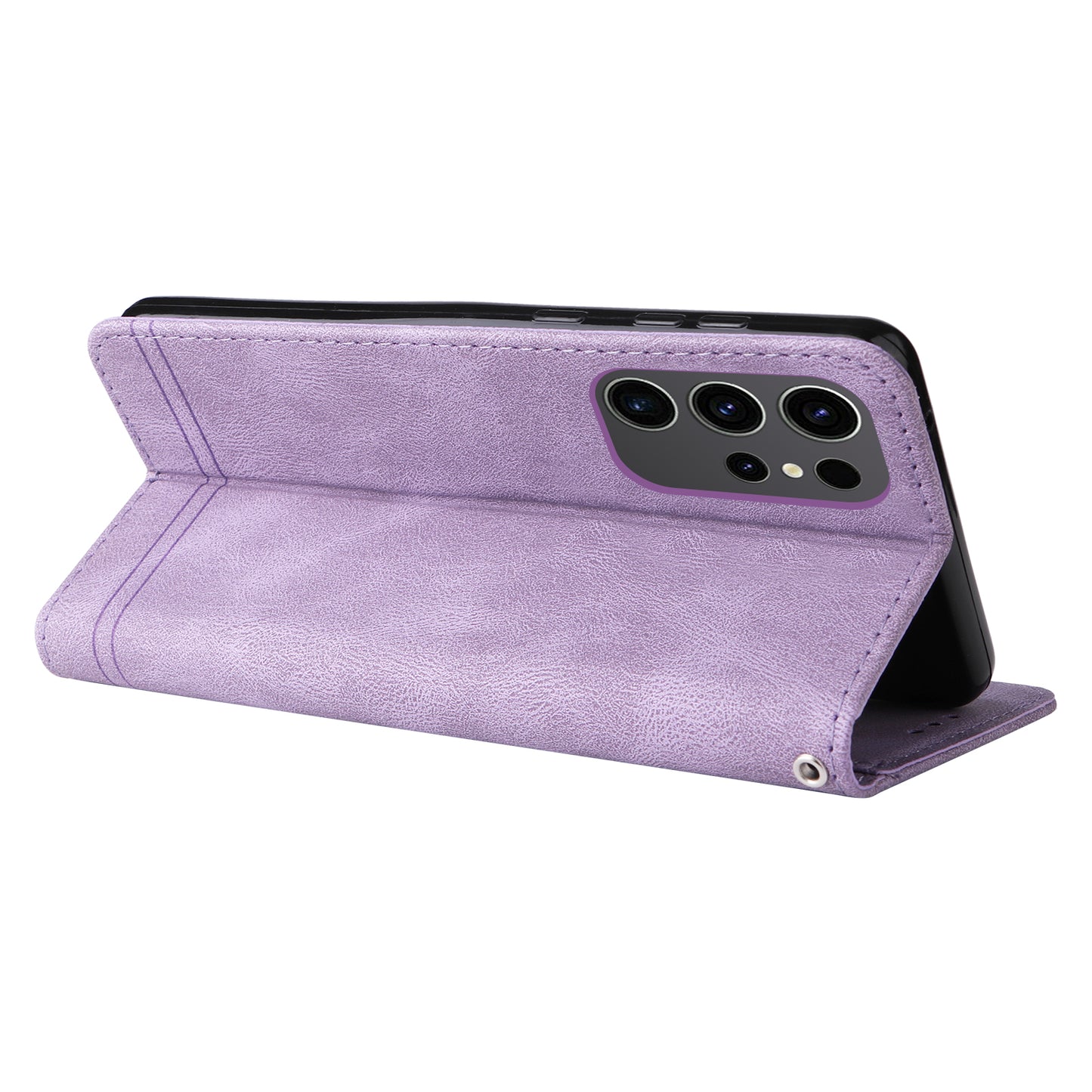 For Samsung Galaxy S24 Ultra Case Skin-touch Leather Imprinted Phone Cover - Purple