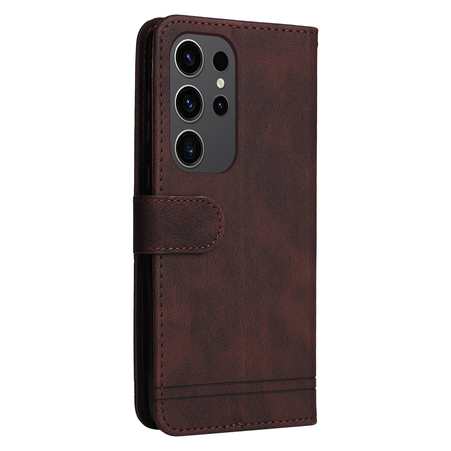 For Samsung Galaxy S24 Ultra Case Skin-touch Leather Imprinted Phone Cover - Brown
