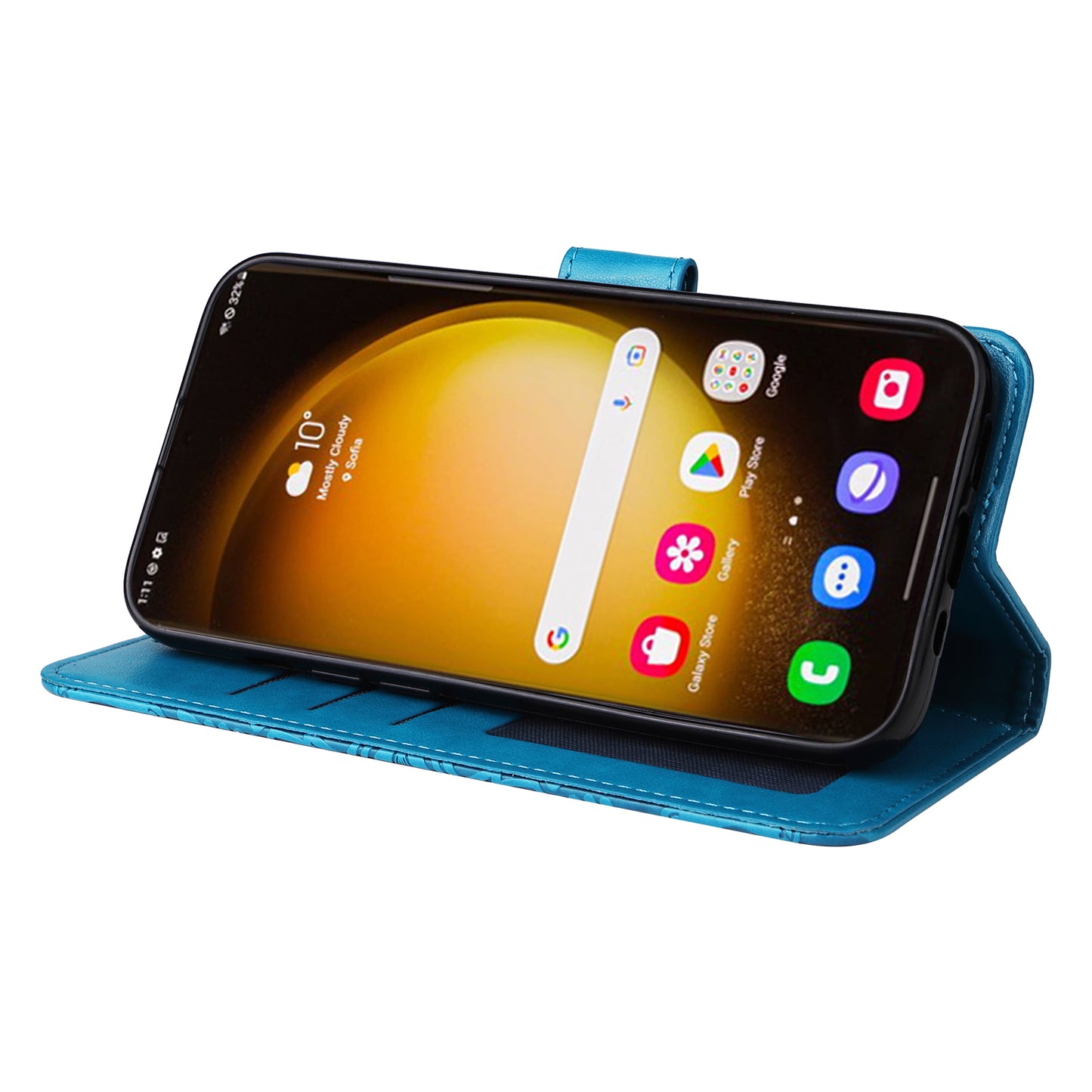 For Samsung Galaxy S24 Ultra Case Leather Wallet Flip Protective Phone Cover - Blue