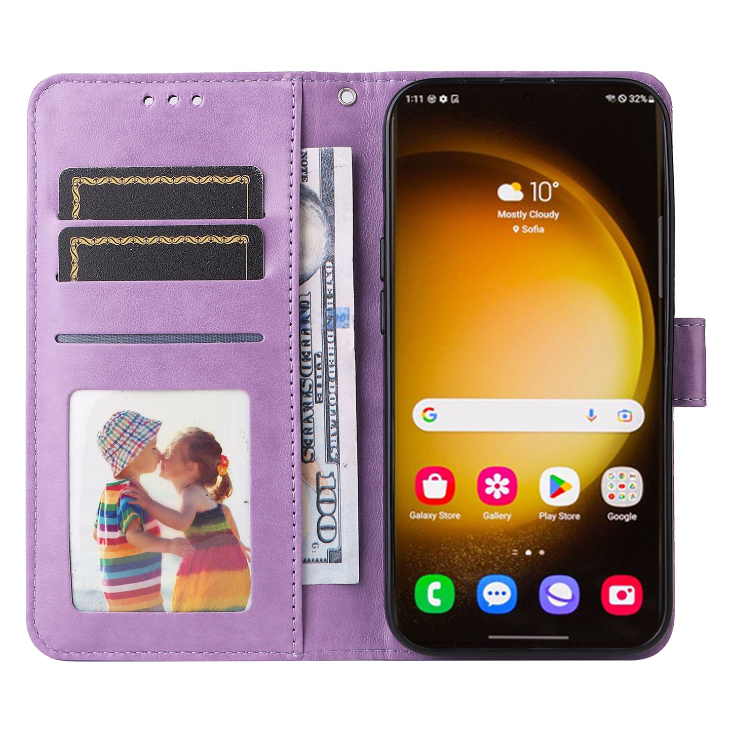 For Samsung Galaxy S24 Ultra Case Leather Wallet Flip Protective Phone Cover - Purple