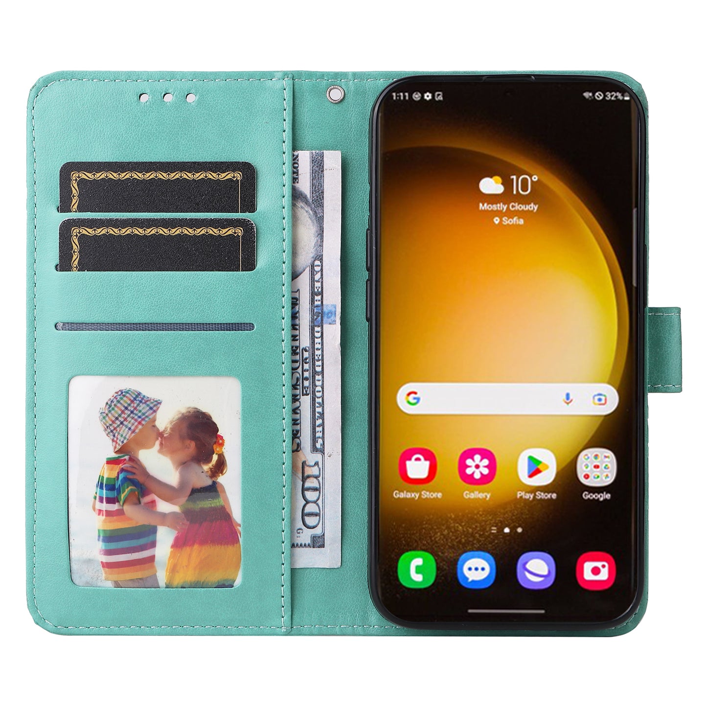 For Samsung Galaxy S24 Ultra Case Leather Wallet Flip Protective Phone Cover - Green