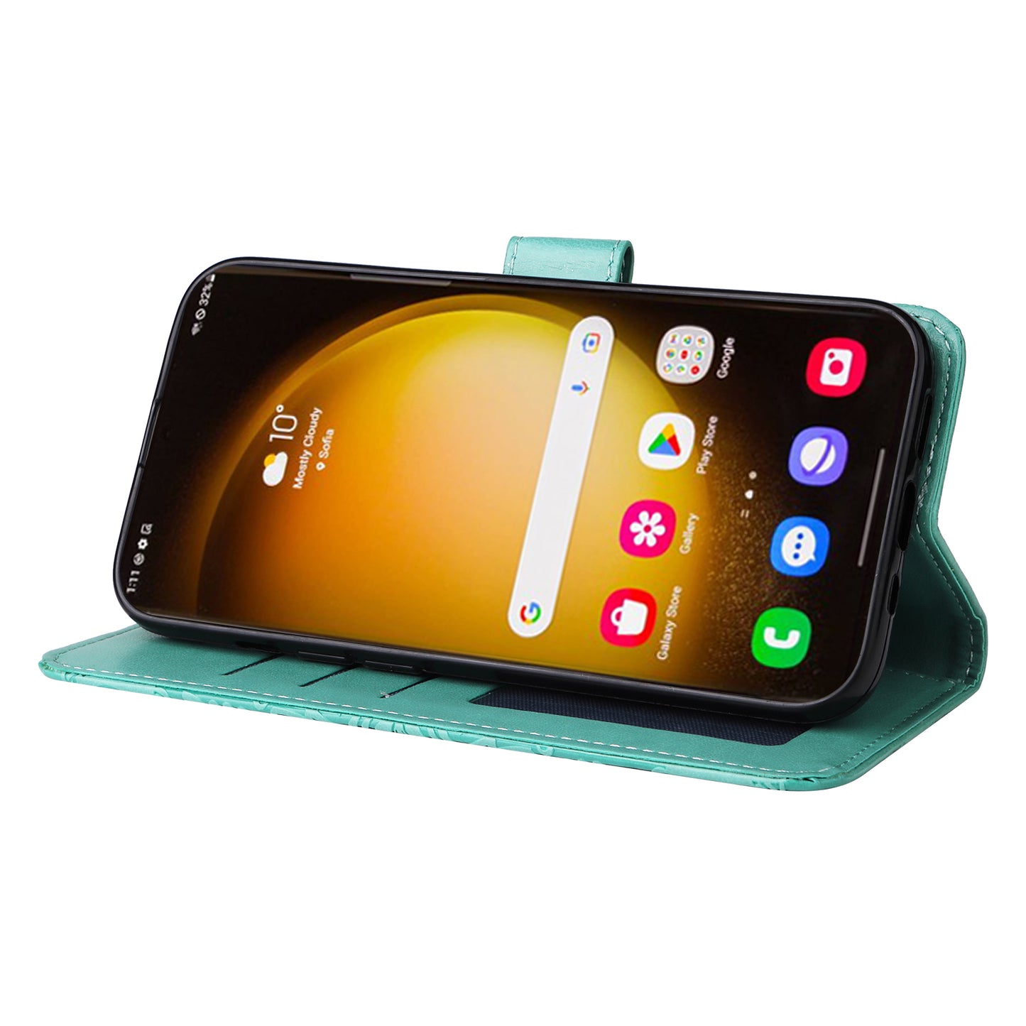 For Samsung Galaxy S24 Ultra Case Leather Wallet Flip Protective Phone Cover - Green