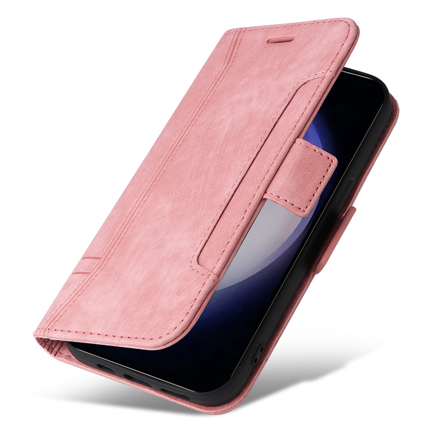 BETOPNICE 001 for Samsung Galaxy S24+ Case Magnetic Flip PU Leather Phone Cover - Pink