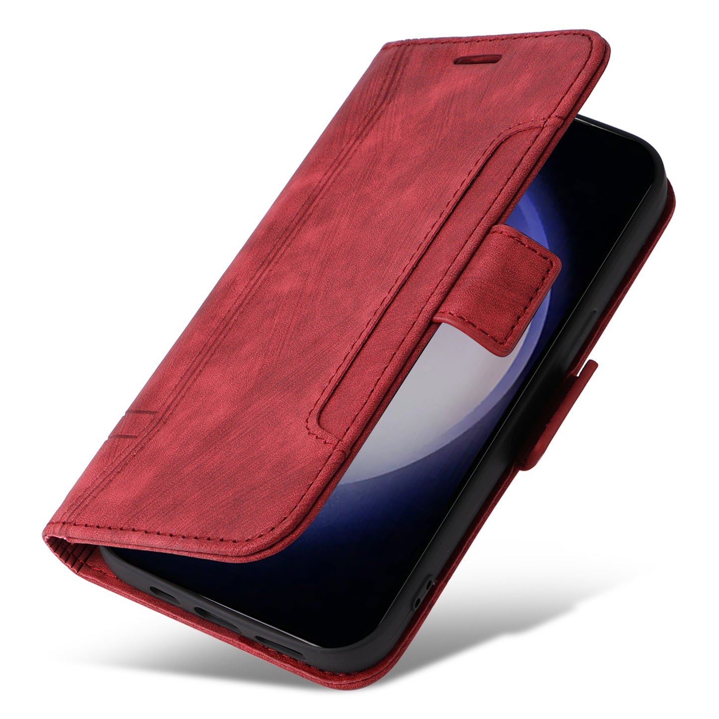 BETOPNICE 001 for Samsung Galaxy S24+ Case Magnetic Flip PU Leather Phone Cover - Red