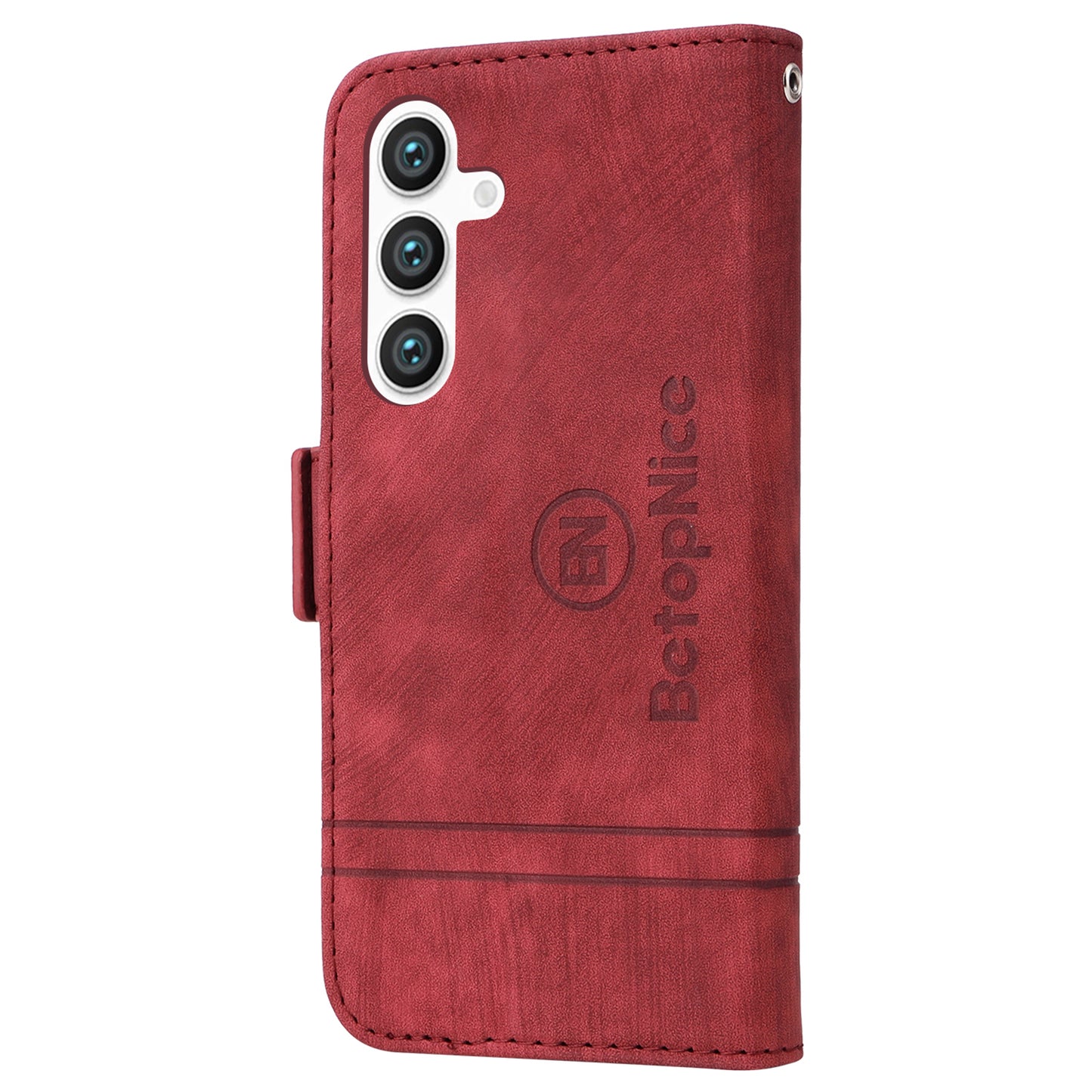 BETOPNICE 001 for Samsung Galaxy S24+ Case Magnetic Flip PU Leather Phone Cover - Red