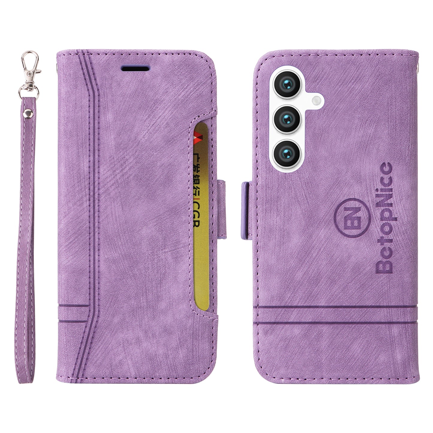 BETOPNICE 001 for Samsung Galaxy S24+ Case Magnetic Flip PU Leather Phone Cover - Purple